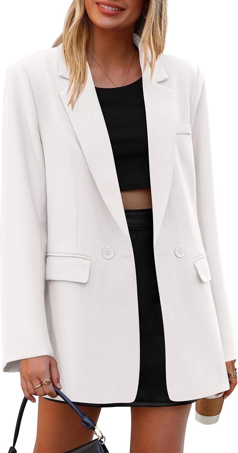 PRETTYGARDEN Fall 2025 Blazers for Women Business Casual Long Sleeve Lapel Pockets Dressy Suit Jackets Work Office Clothes