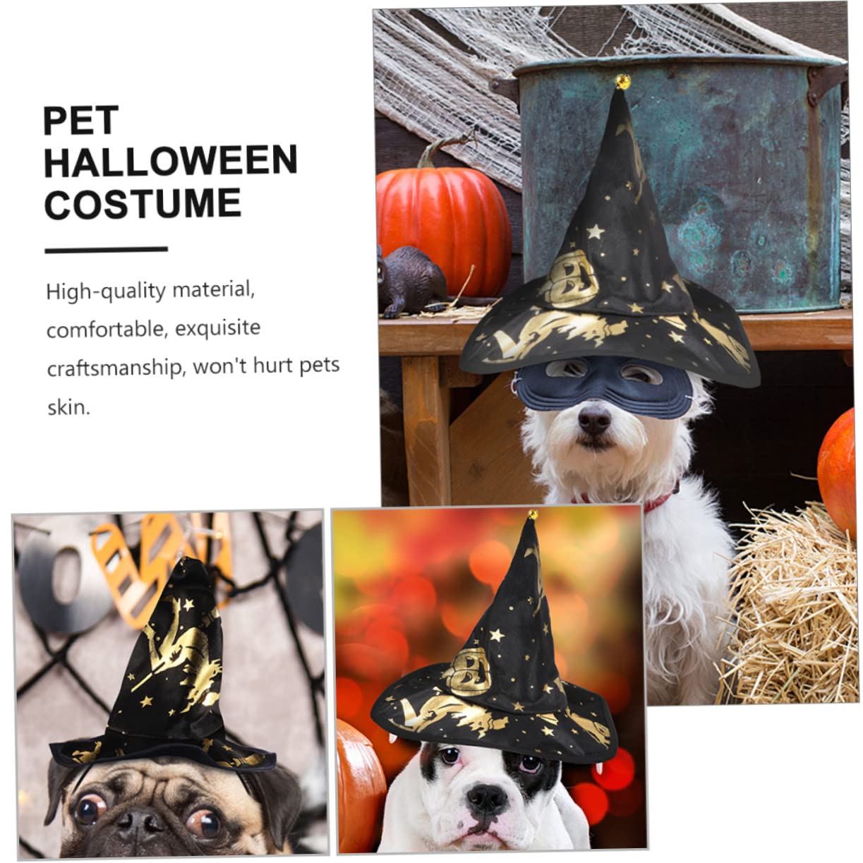 BESPORTBLE 5sets Costume Per Animali Domestici Con Cappello Da Stregone Set Chic Per Halloween Accessori Cosplay Per Cani e Gatti Materiale Leggero e Comodo Facile Da Indossare Per Festività