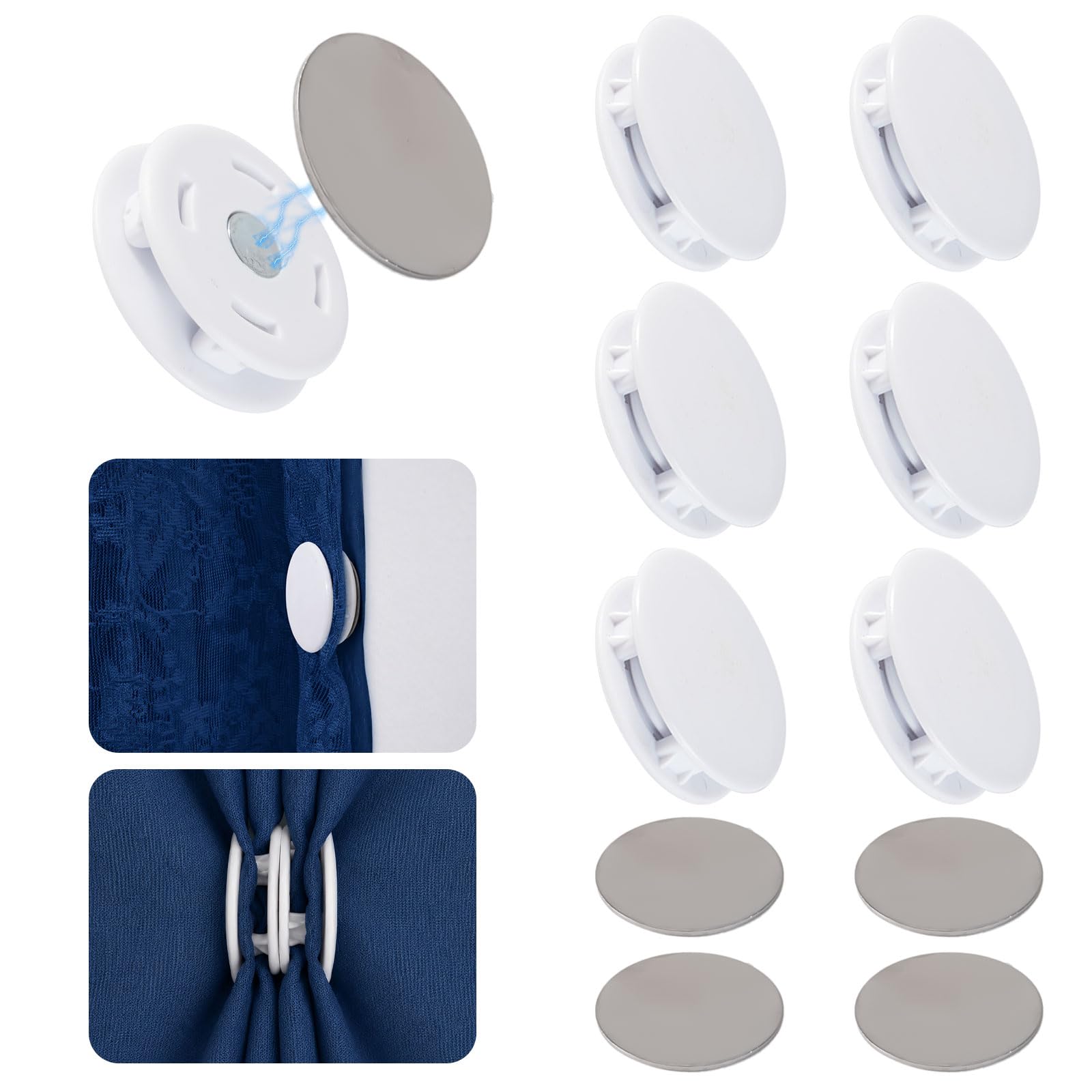 View 1 of 10Pcs Anti Drop Magnetic Curtain Clips, Closer Between Curtain & Wall