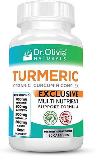 Suplemento orgánico de cúrcuma con curcumina. Ideal para inflamaciones con jengibre, Boswellia & Bioperine®, complejo formulado por la clínica