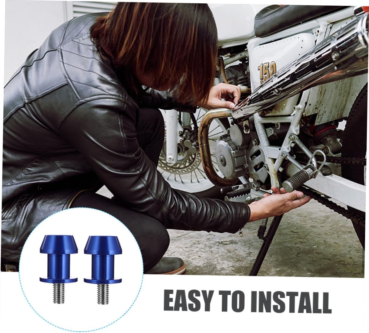 Motorcycle Swing Arm Stand Screws 8mm Cnc Aluminum Blue 4pcs Replacement Swingarm Spools Sliders Compatible with Motorbike Frame Parts