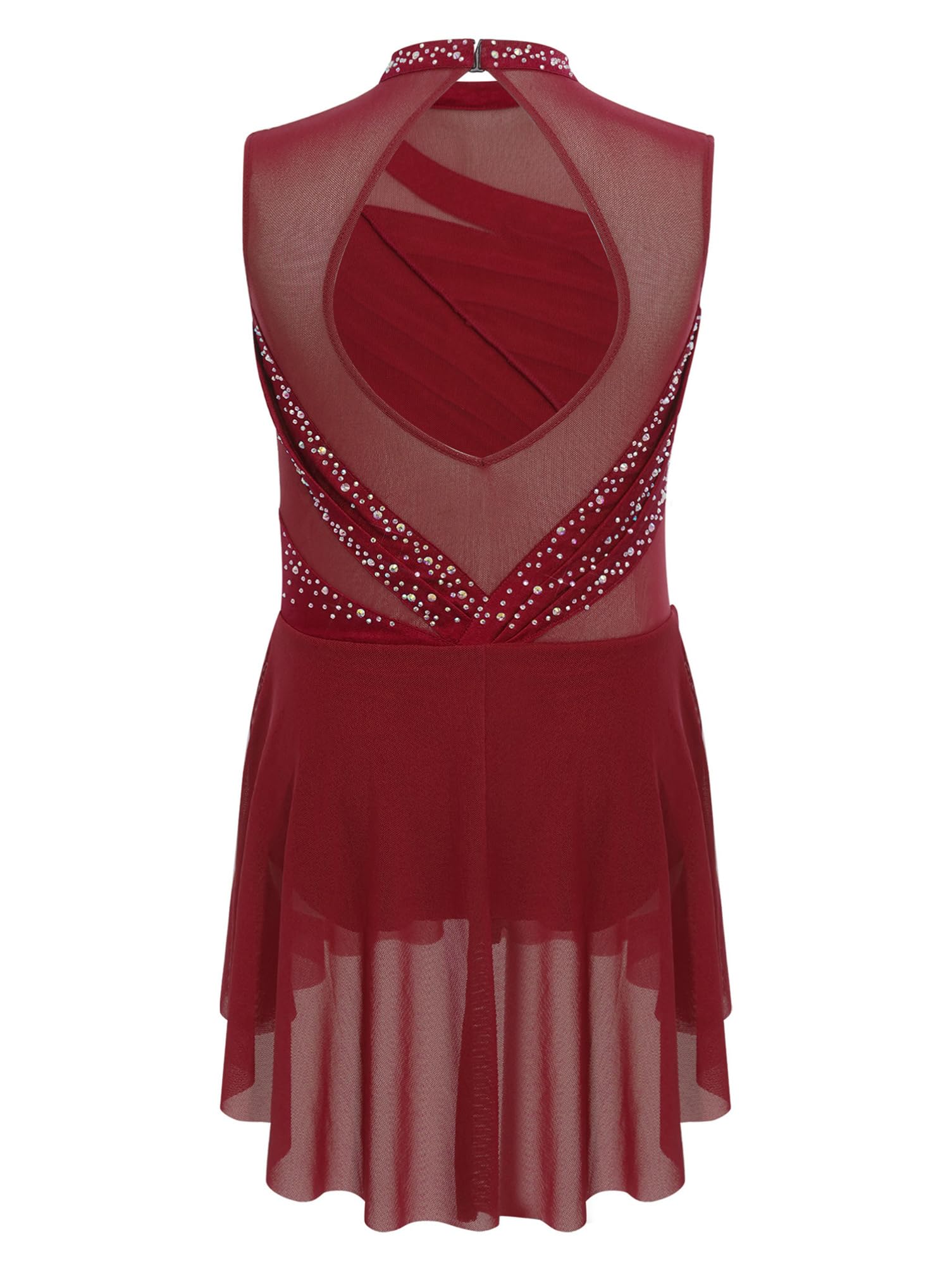Aislor Vestito da Pattinaggio Artistico Bambina con Paillettes Body da Balletto Danza Classica Leotard Corpo con Gonna Tulle Abito da Ballo Lirico Contemporaneo