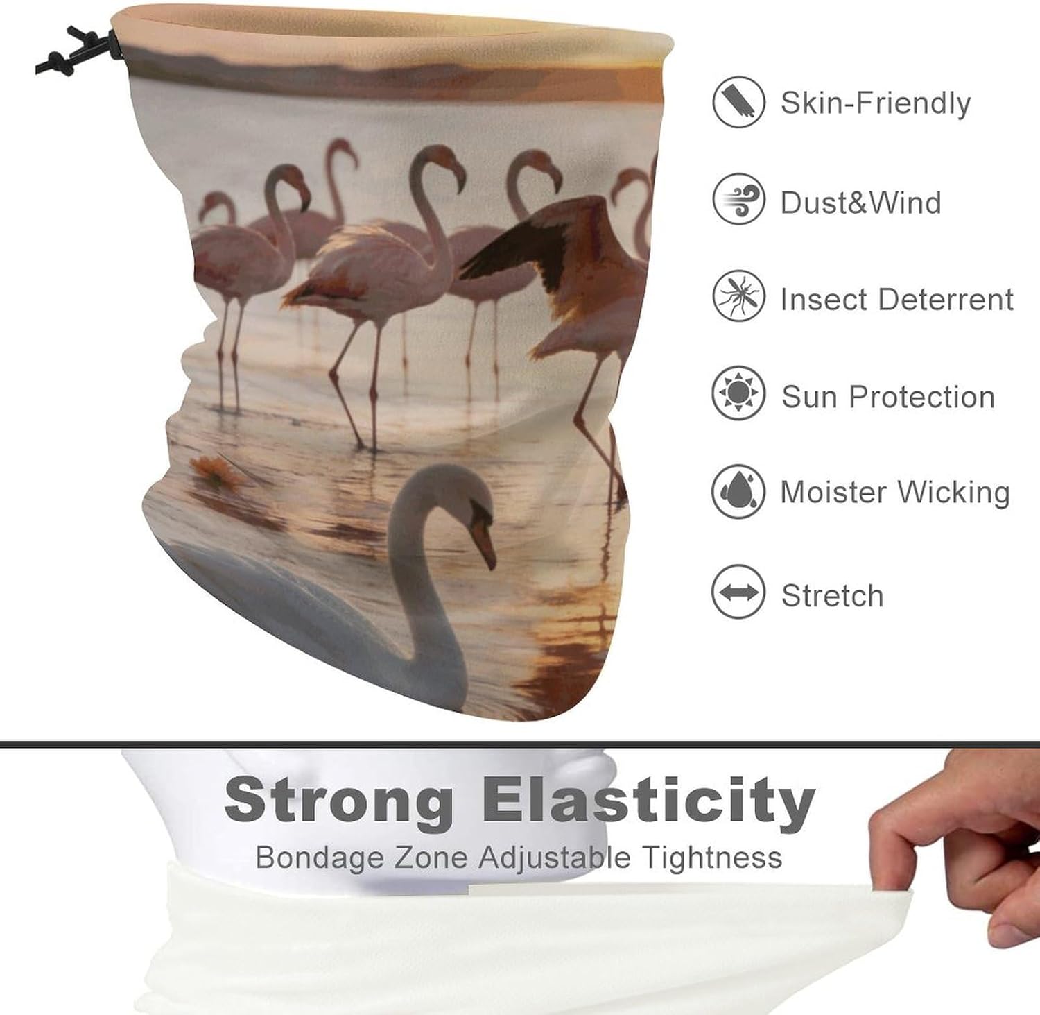 Flamingos Neck Gaiter Face Mask for Men And Women Breathable Dustproof Face Cover Scarf for Outdoor Sports Sun Protection Bandana for Fishing Hiking