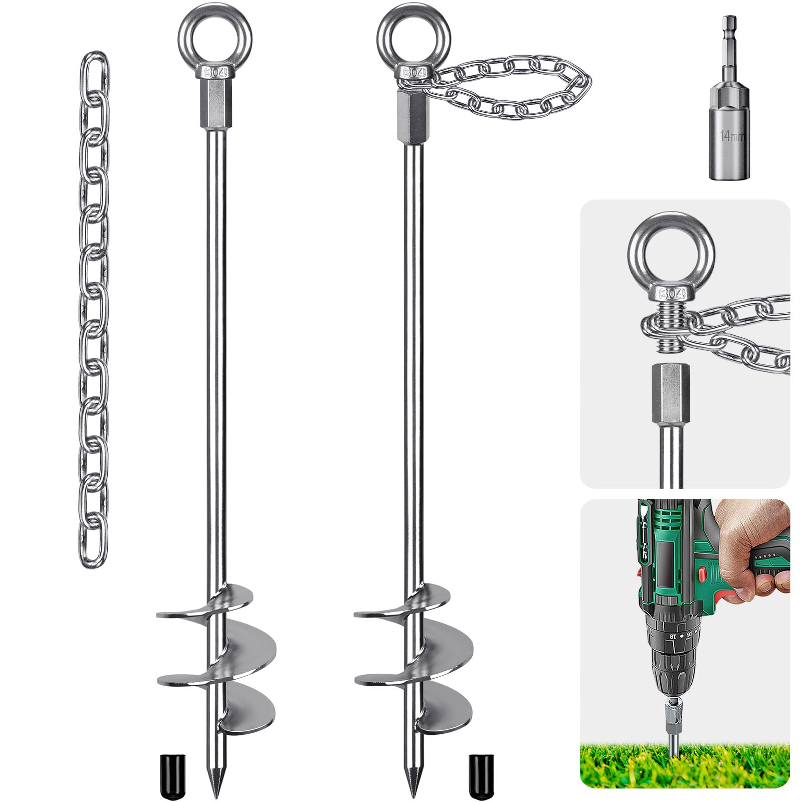 Insaga 2er Zeltheringe, 76cm Zelt Heringe Erdnägel Stabil La