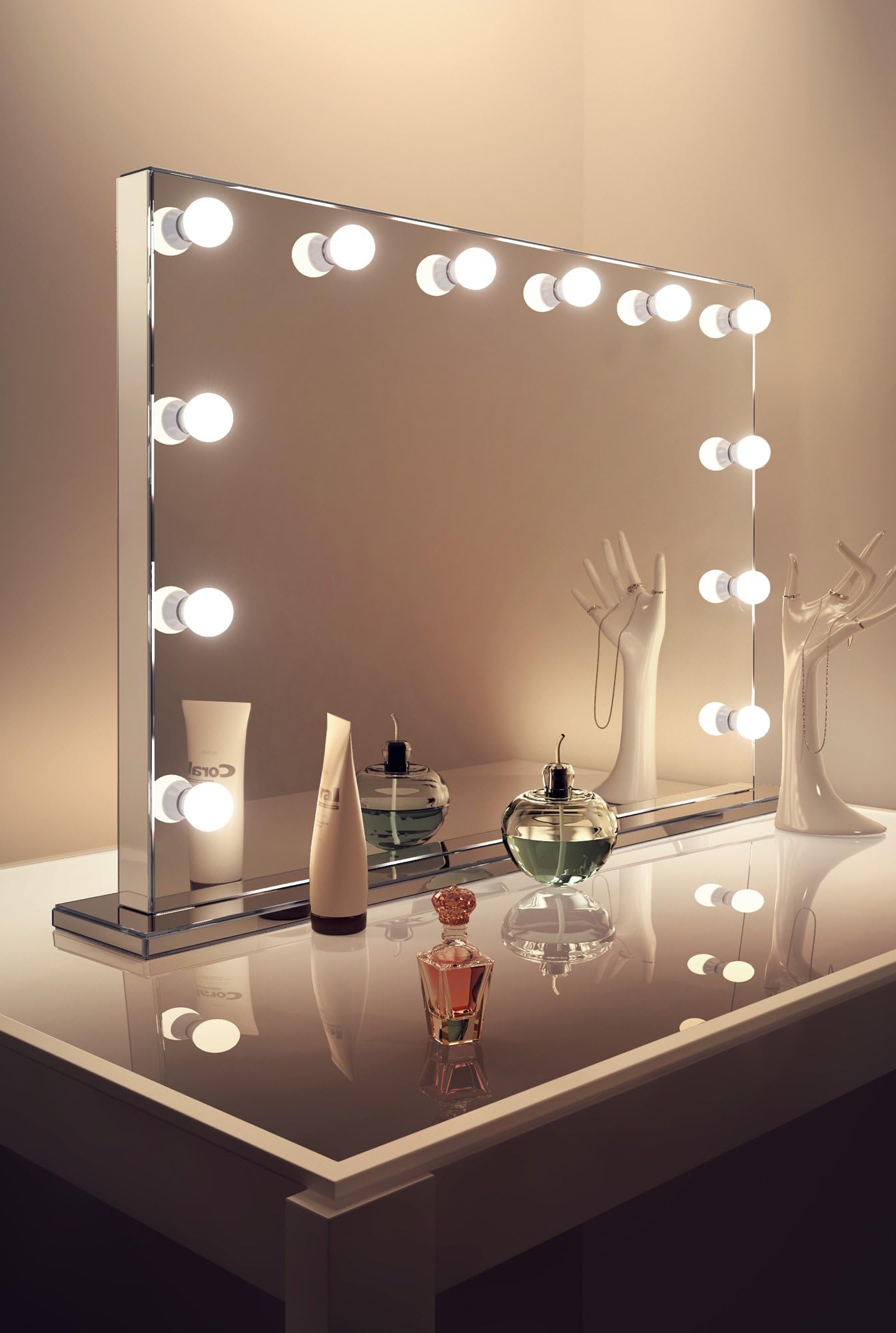 Diamond X Mirror Finish Hollywood Makeup Mirror Dimmable LED k253WW