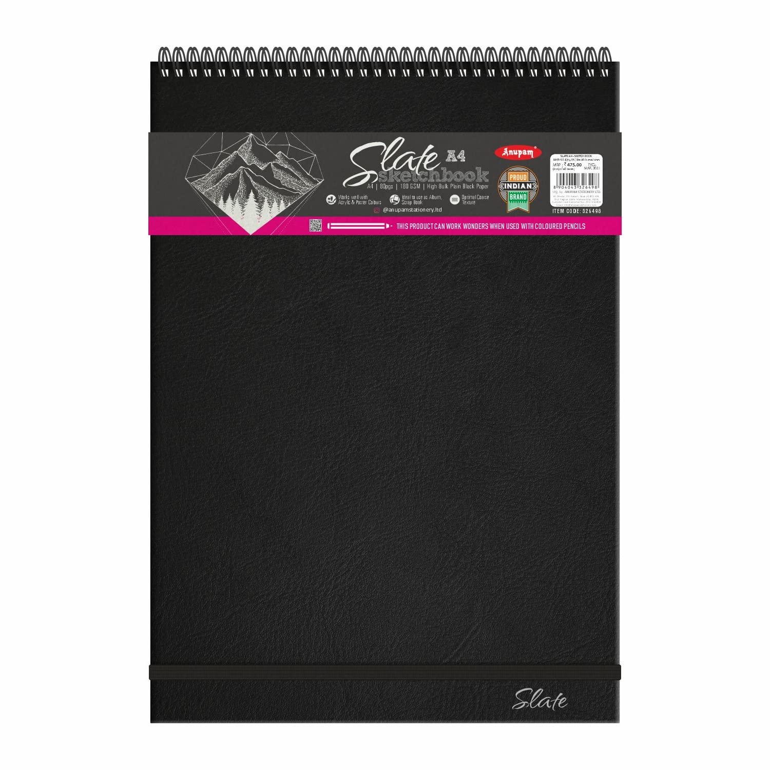 Anupam Slate Sketch Book A4 Spiral Bound Drawing Book Acid Free Paper 140 GSM for Artists, Professional (40 Sheets, 80 Pages) (B0771HB816) Amazon Price History, Amazon Price Tracker
