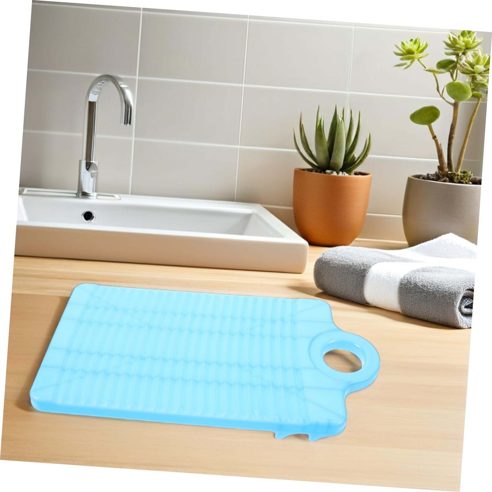 4 Stück-pack Kleiner Waschbrett aus Kunststoff für Handwäsche Blau | 12, 2 X 6, 2 Zoll, Rutschfestes Hänge Design, Kompakte Form für Camping und Outdoor Abenteuer