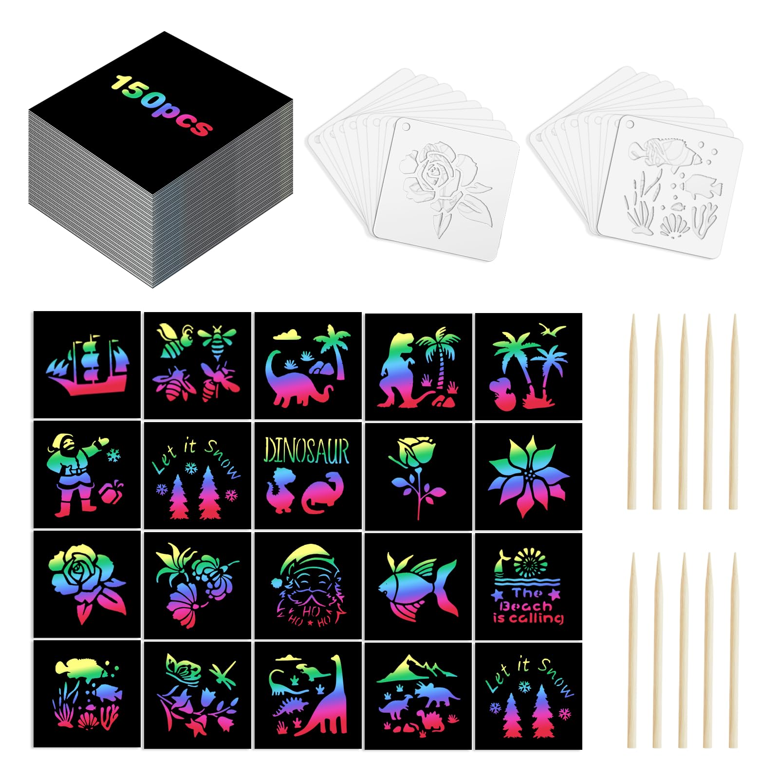 Eommmgl -180 Rainbow Scratch Paper Set