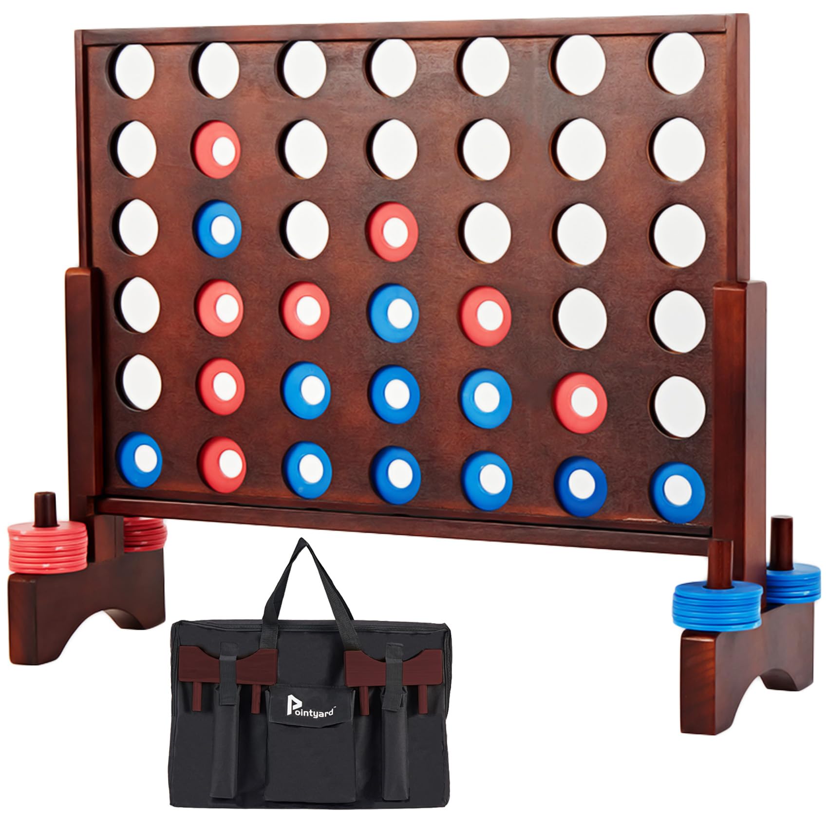 Giant 4 in a Row Game, Wooden 2.8Ft Vintage Yard Game for Family
