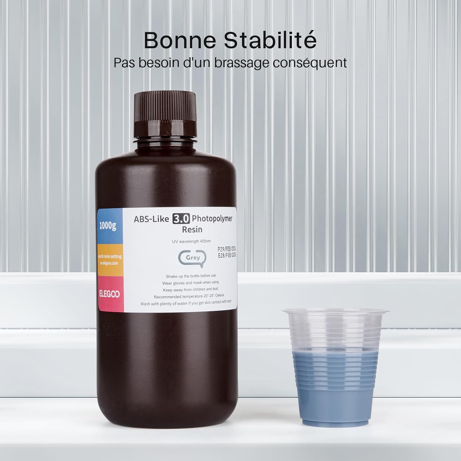ELEGOO Résine ABS Like 3.0 pour Imprimante 3D 2000g Blanche, Résine Imprimante 3D à Durcissement 405nm UV, Robuste et Moins Fragile pour 3D Printer LCD