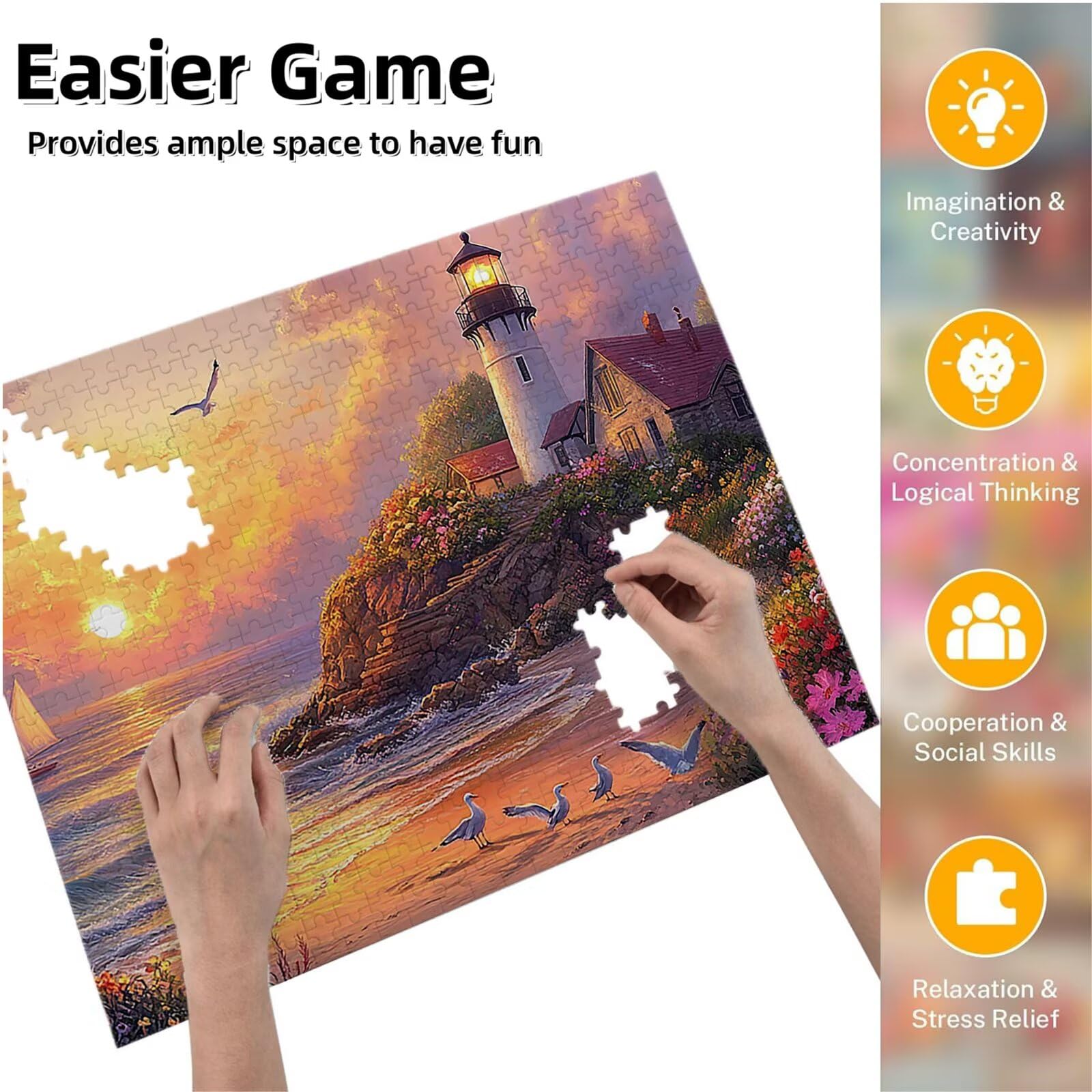 Puzzle dla dorosłych, 3000 sztuk, trudne drewniane puzzle, gra, gra logiczna, gra puzzle ręce dekoracja rodzinna, kreatywne hobby, 81 x 122 cm nad morzem wieża obserwacyjna K0F-496