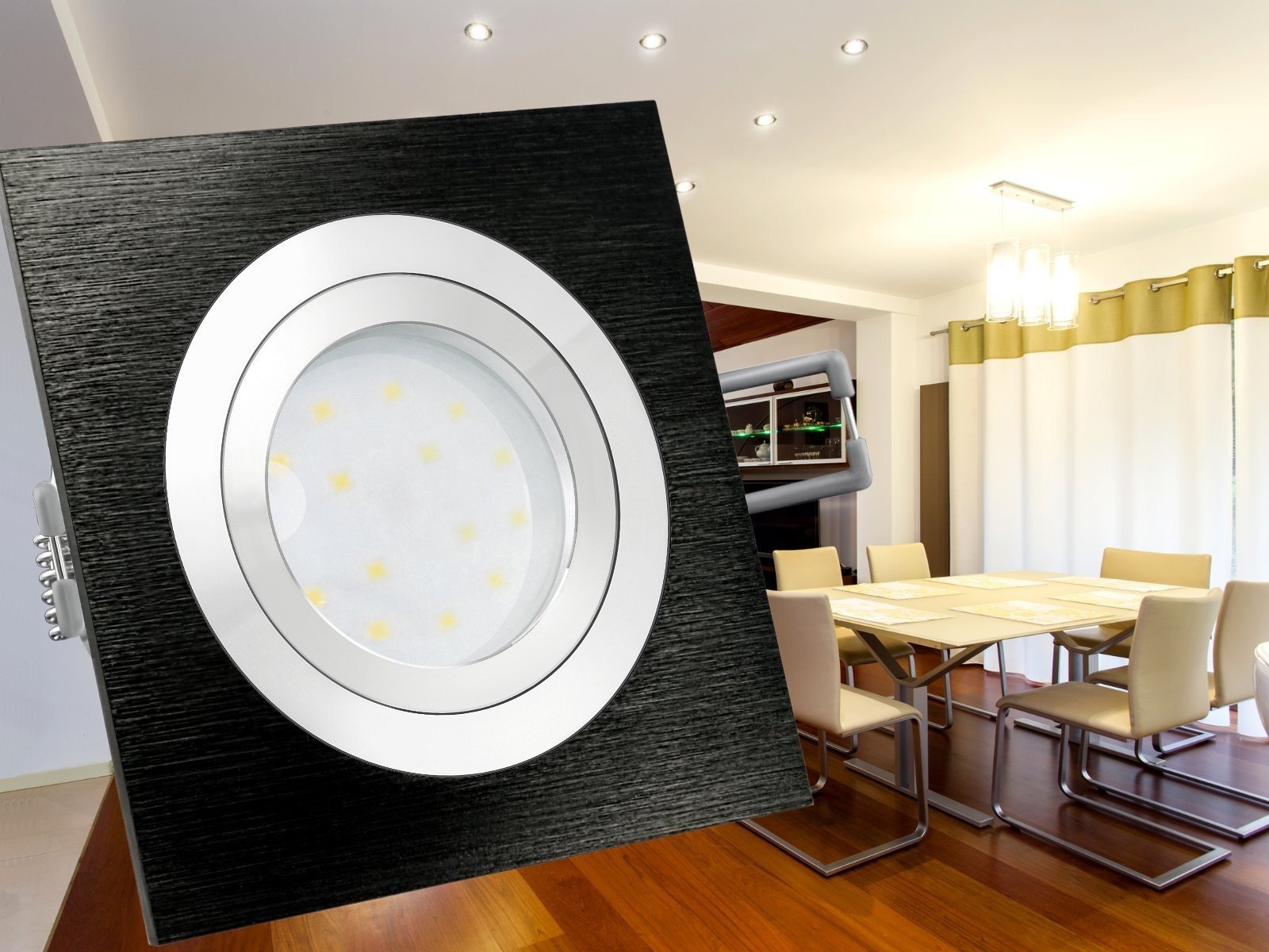 SSC-LUXon QF-2 LED Einbaustrahler 6x eckig schwarz dimmbar 3 Lichtfarben
