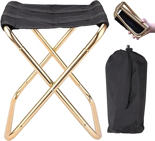 HIPATU Taburete plegable para campamento, portátil con bolsa de transporte, aleación de aluminio, peso ultraligero y de alta resistencia, soporta