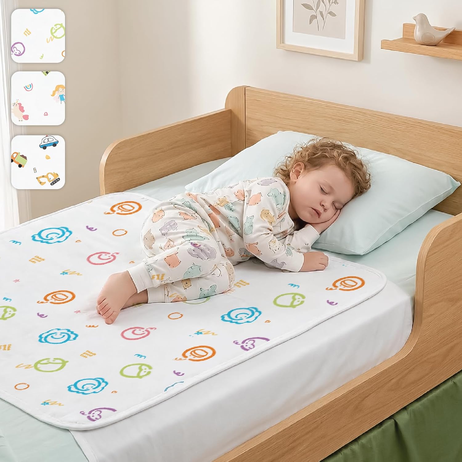 Tuckable Potty Training Pee Pads for Kids, Potty Training Bed Pads for Toddlers, 100% Waterproof Mattress Protector, Non-Slip Bed Wetting Pad, Reusable & Washable Underpads (TGT Design)