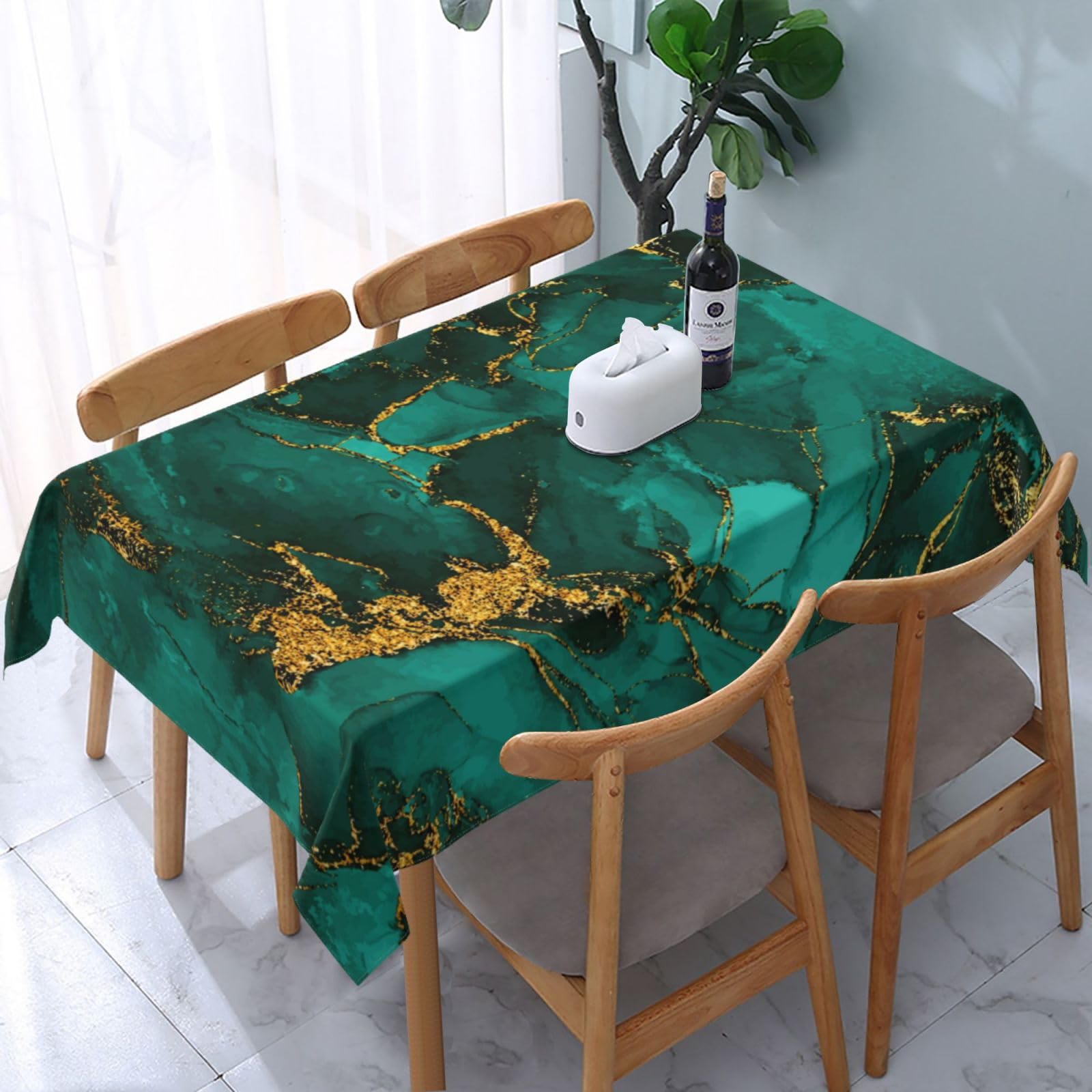 HLBSDM Turquoise Marble Decorative Table Cloths for Parties Kitchen 54"x72"