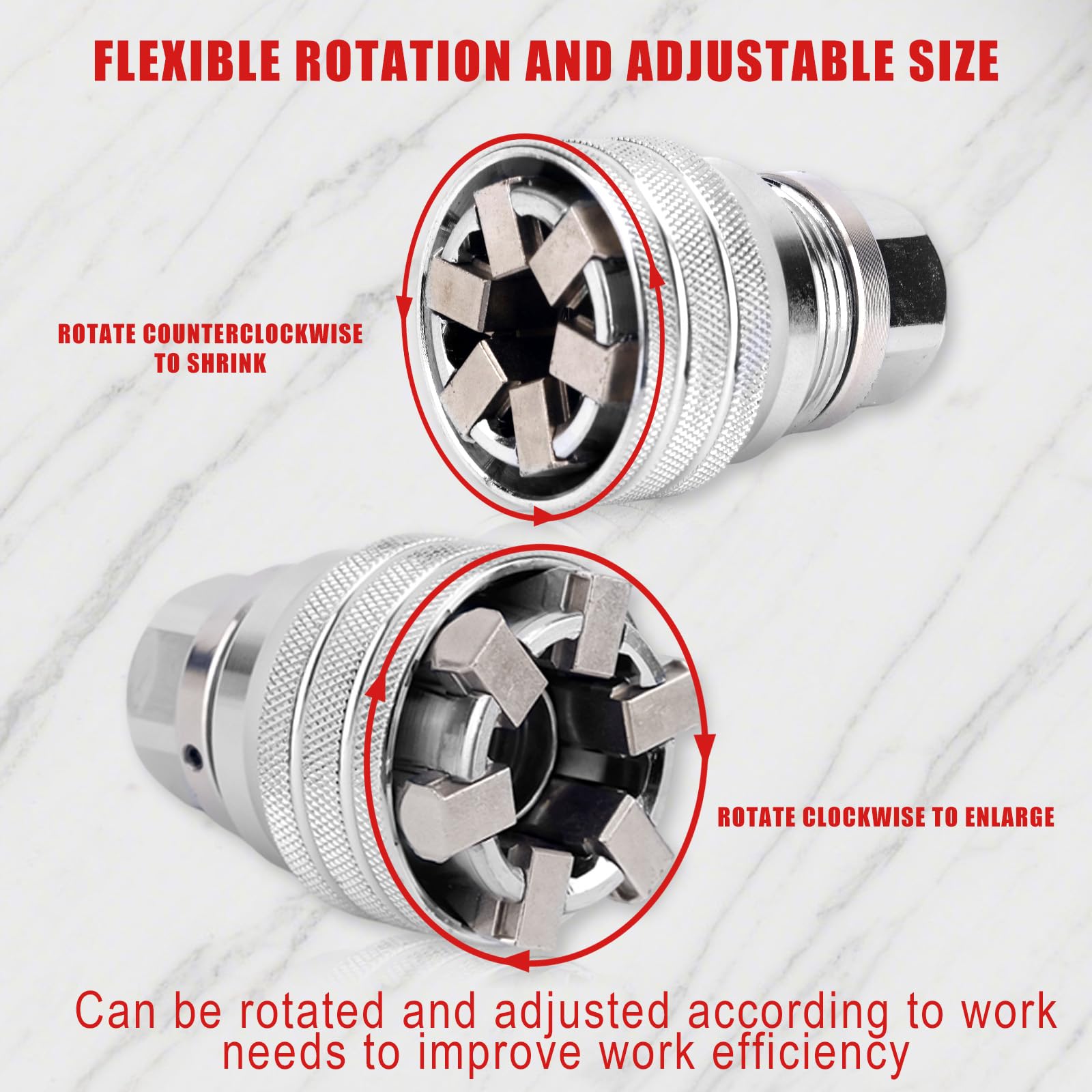 lasuroa 2 Piezas Adaptador Vaso Ajustable, Herramienta Multifunción para Llaves de Carraca Llaves Dinamométricas y Taladros Eléctricos de 0,95cm a 1,91cm y 10mm a 19mm