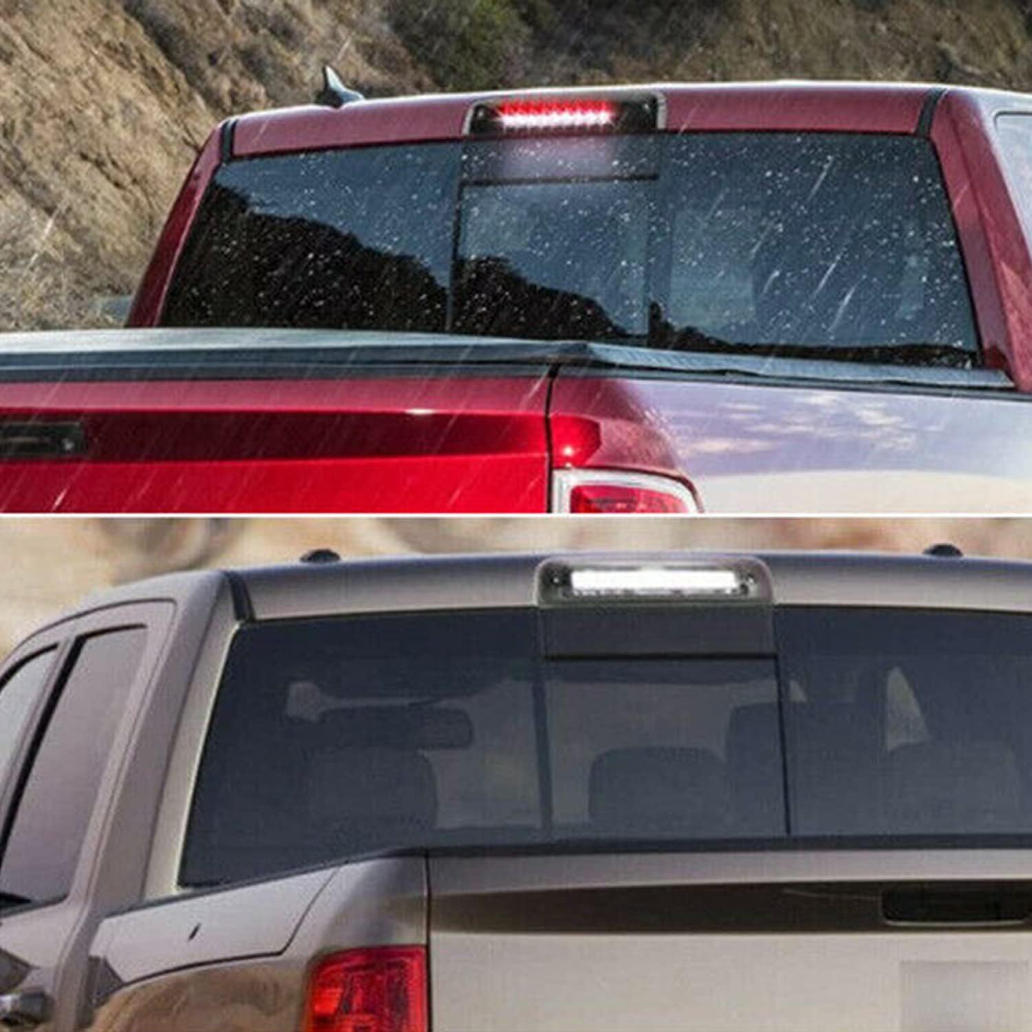 LED 3rd Brake Lamp High Mount Stop Light Cargo Reverse Light Compatible with 2009-2018 Dodge ram 1500 2500 3500 Pickup Smoke Lens