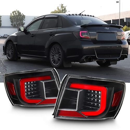 AKKON - 2019 LED de actualización para luces traseras Subaru ImprezaWRX 08-11 con carcasa de barra roja - Negro