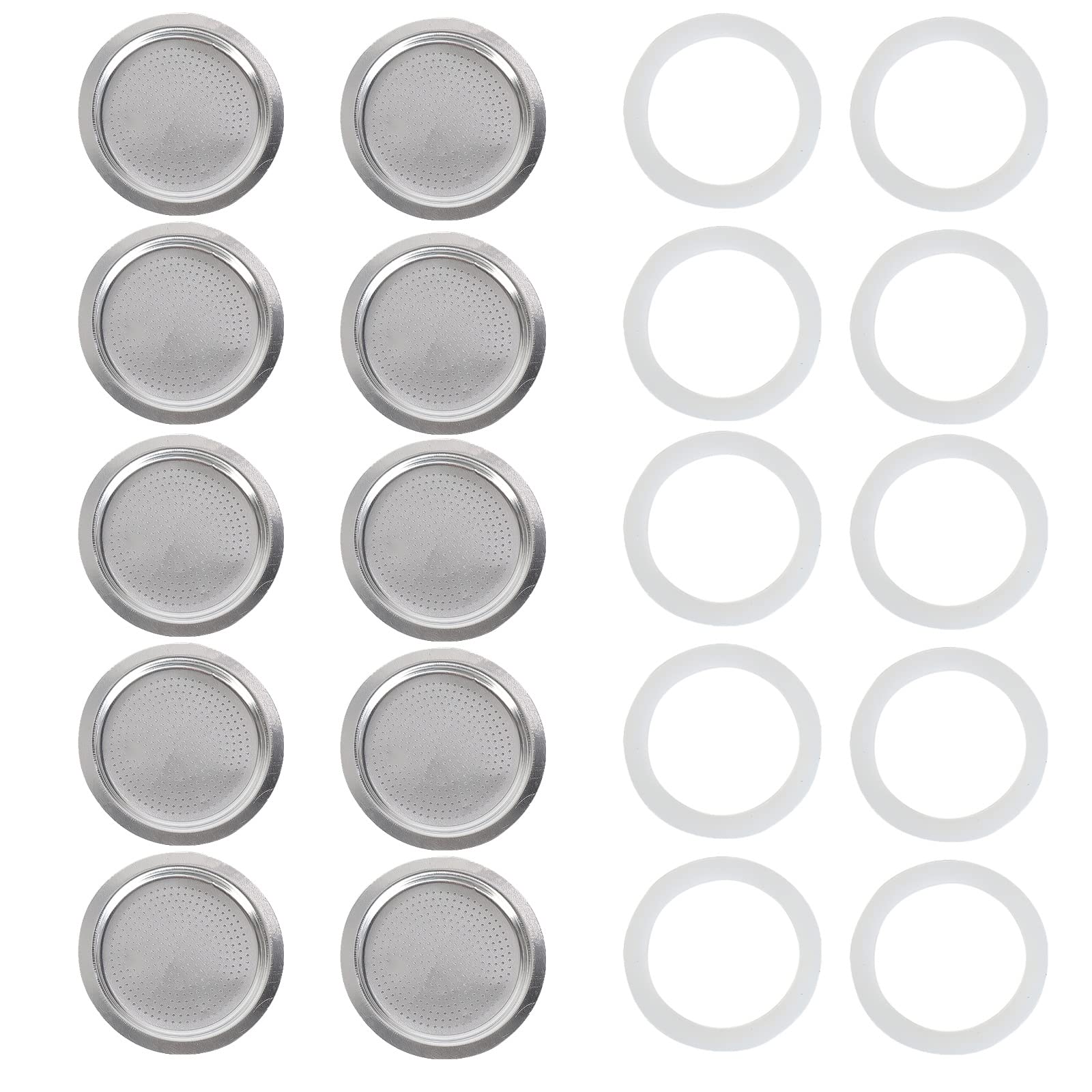 10 PCS 1/2/3/6/9/12 Cup Silica Gel Gasket Seal for RING with 10PCS Filters Replacement for Coffee Espresso Stove Pot Accessory-9 Cup+Sieve
