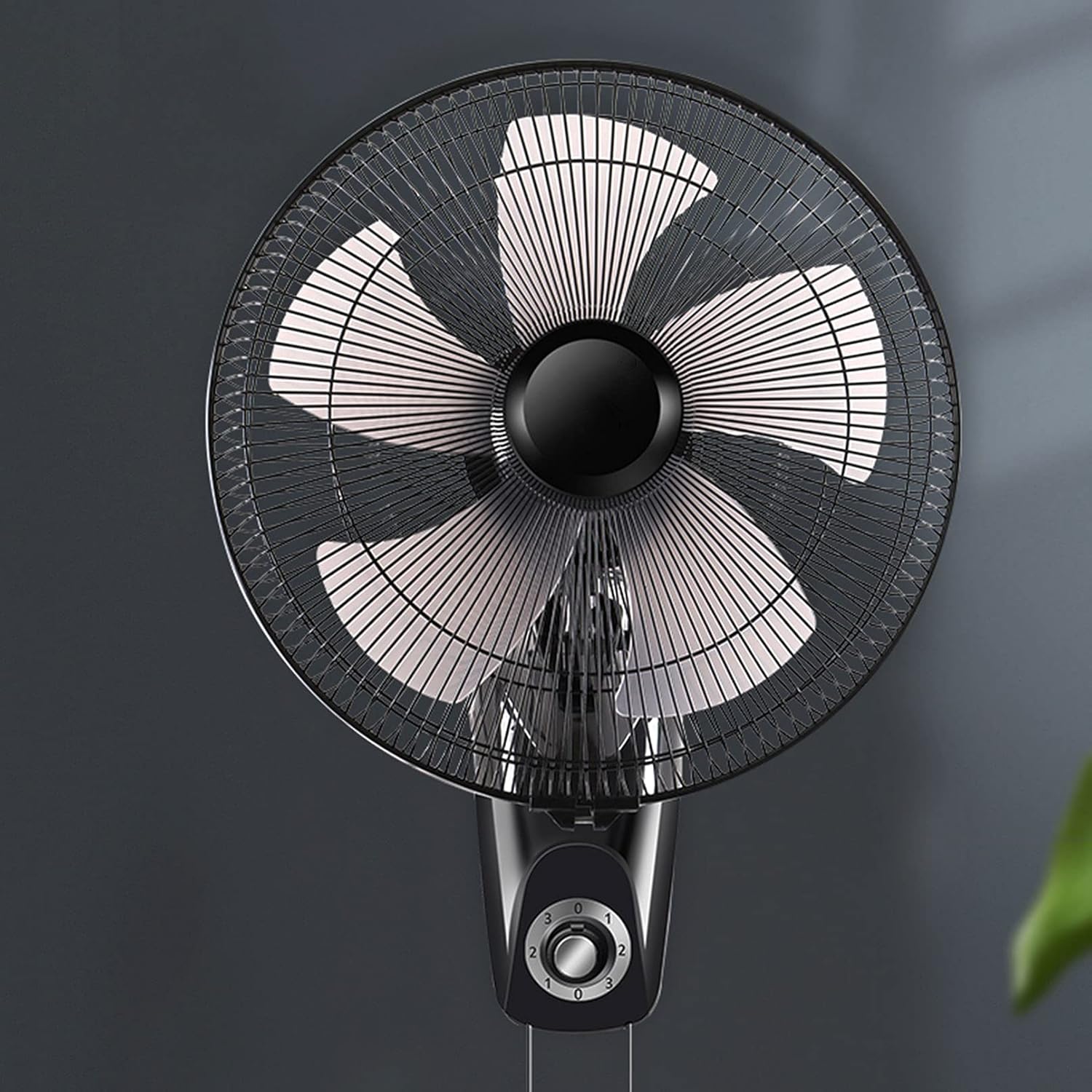ADASP Wall Mount Fan, Oscillating Fan, 16 Inch, 5 Blades, 3 Speeds, Knob Control, for Bedroom Home Kitchen Office,Black