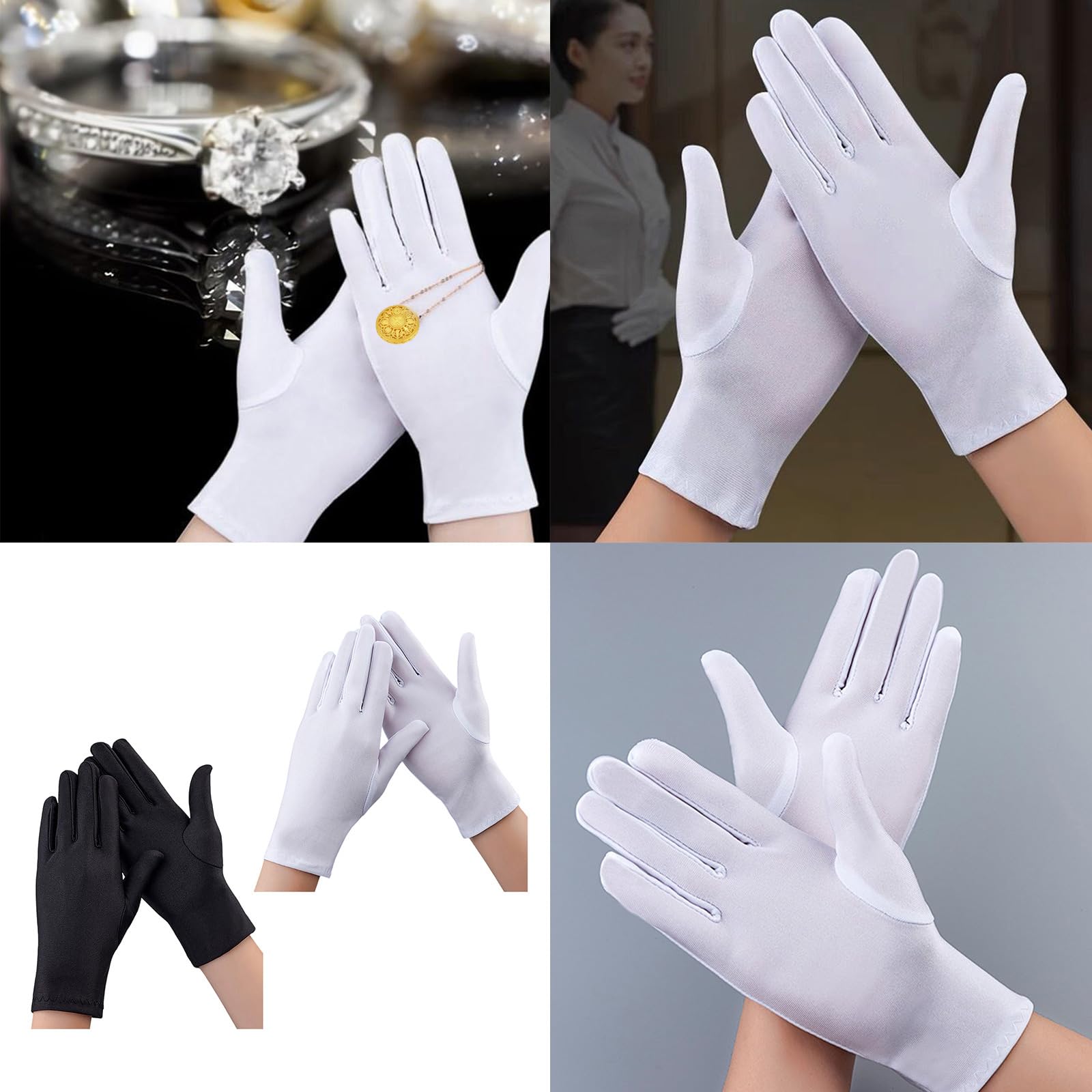 Fcnjsao 1pair Professional Jeweler Gloves Elastic Lining Men Women Breathable Mittens For Polices Waiters