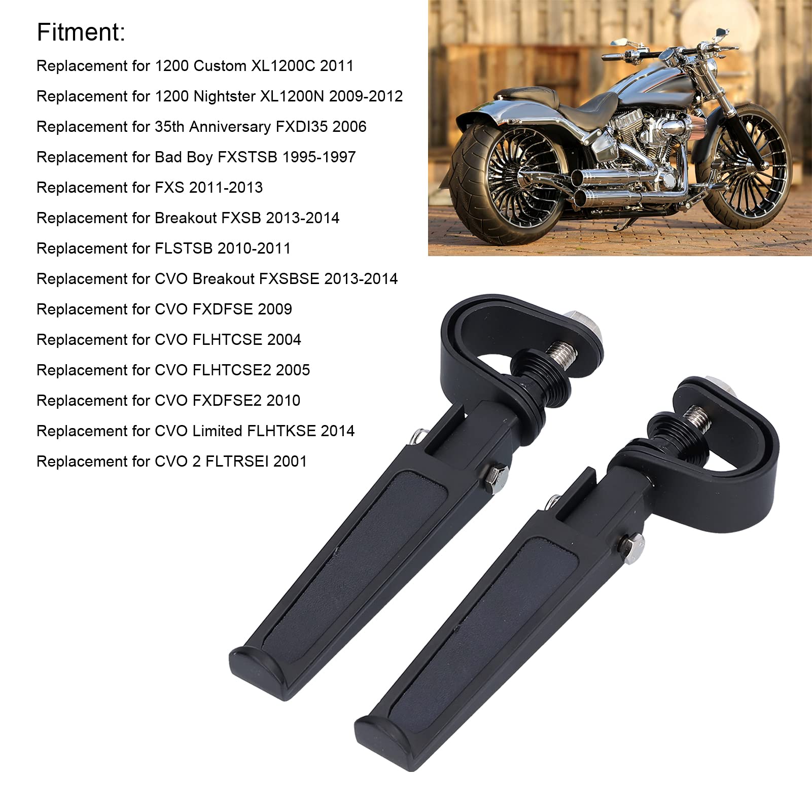Tissting Motorrad Fußrasten, Fuβrasten 90-Grad Klappbare Pedalhalterung Zubehor Rutschfestes Fusrastenmotorrad für 1-1-1/4-Zoll Motorrader Motorschutzbügel/Rohre