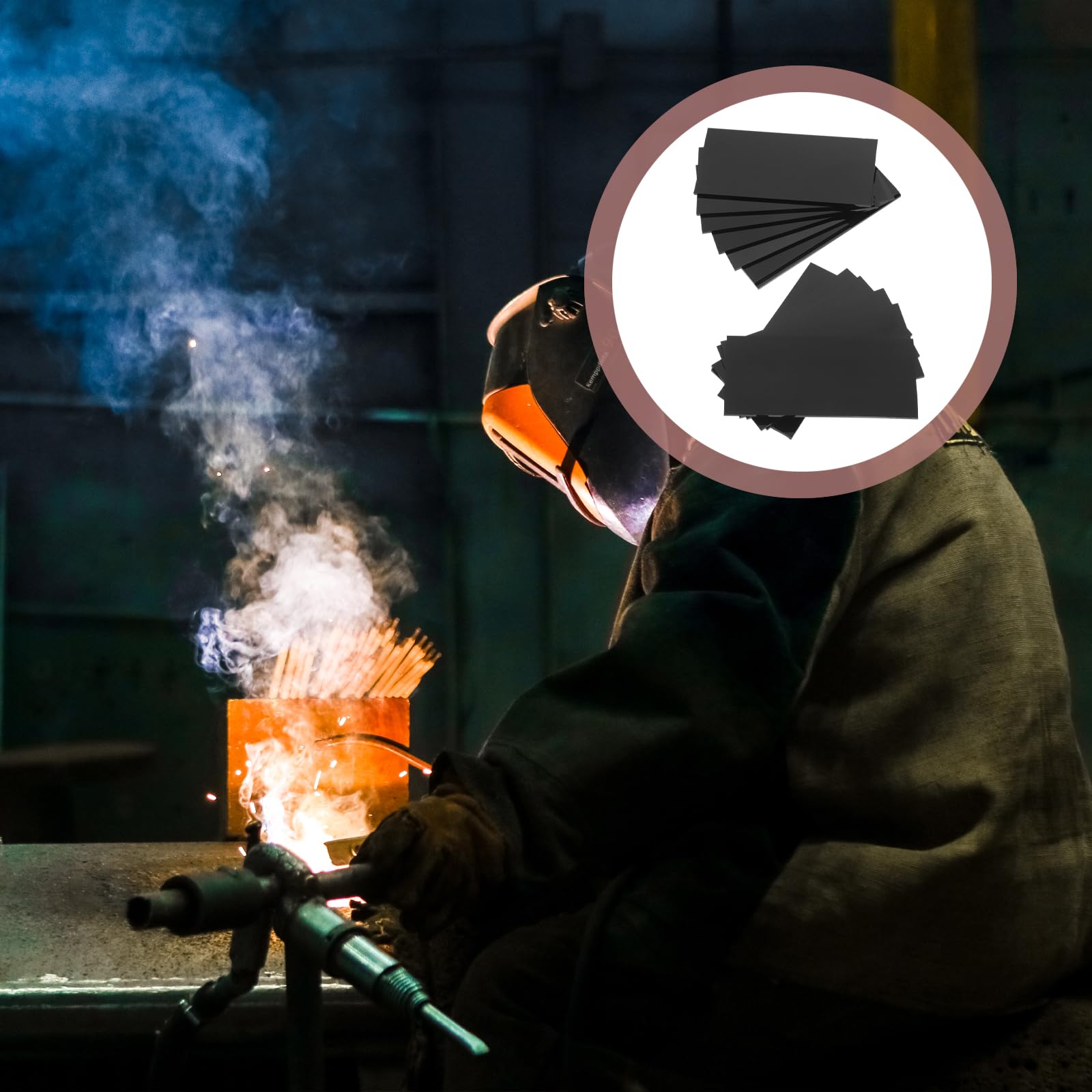 Mikikit Lenti di Ricambio per Casco da Saldatura in Vetro Nero, Antiriflesso e Antispruzzo, Protezione UV Resistente Agli Urti per Uso Industriale, Set da 40 Pezzi Compatibili Schermi