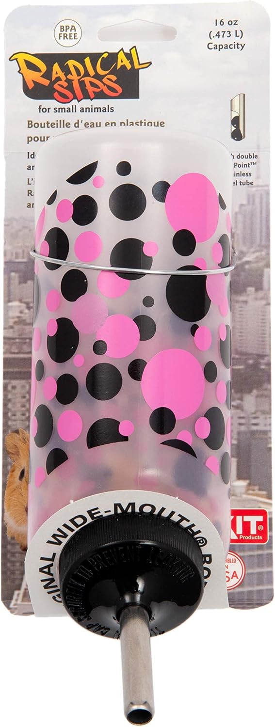 Lixit Wide Mouth BPA-Free Cage Water Bottles for Rabbits, Ferrets, Guinea Pigs, Rats, Chinchillas, Hamsters, Mice, Hedgehogs, Gerbils and Other Small Animals. (Translucent, 16 Ounce Pack of 2)