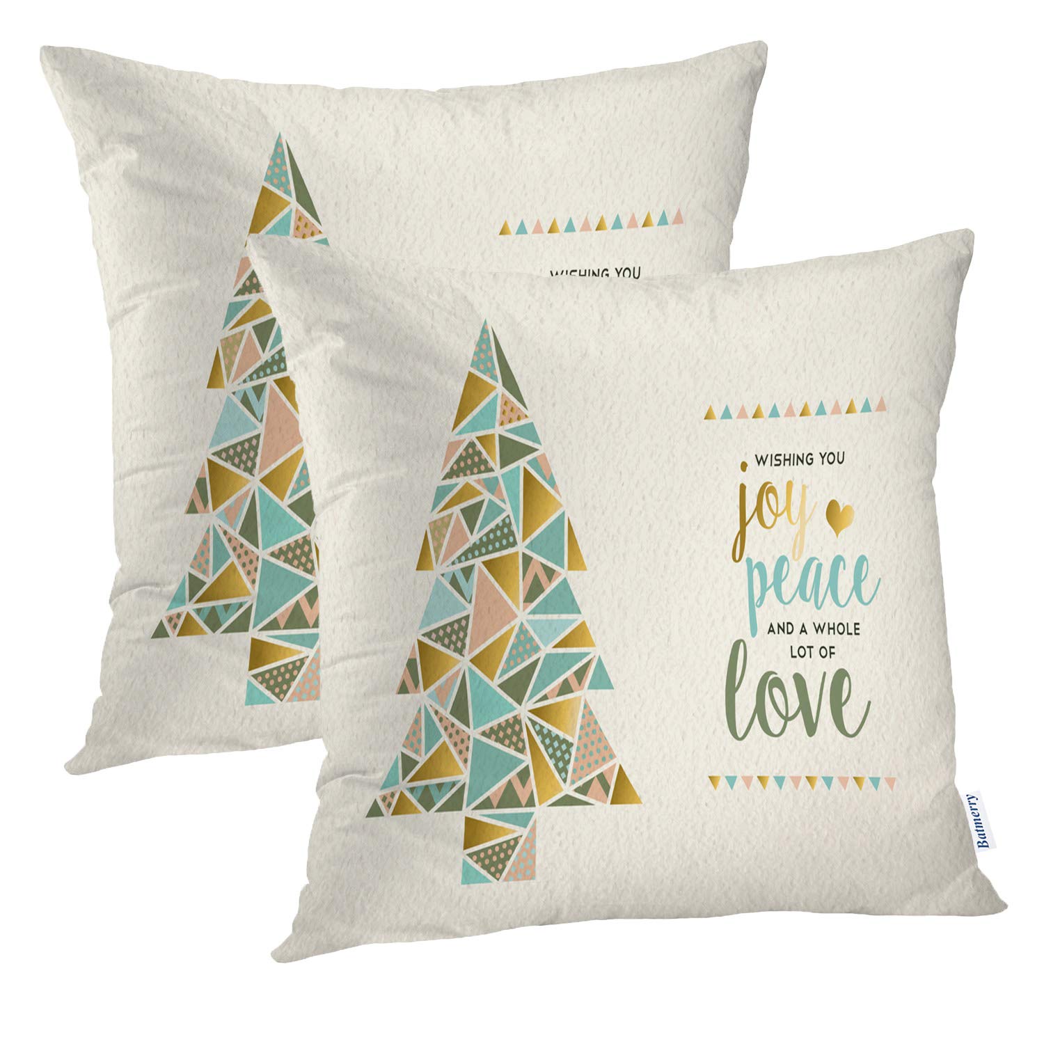 Batmerry Christmas Gold Decorative Pillow Covers, 22 x 22 Inch Merry  Christmas Fancy Text Design Double Sided Throw Pillow Covers Sofa Cushion  Cover