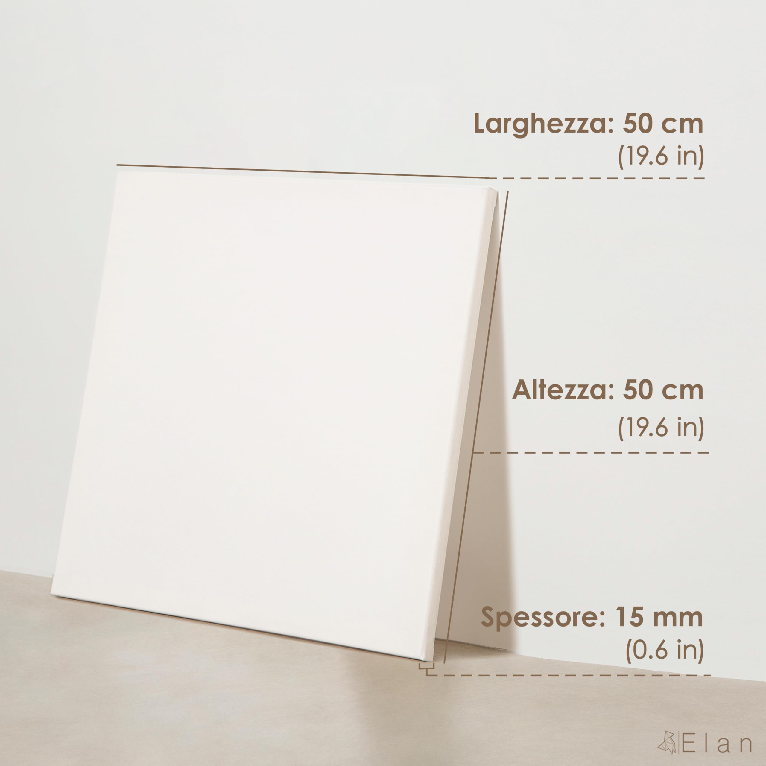 Elan Tela per Dipingere 50x50 380 gr, Set da 6 Tele per Dipingere 50x50, 100% Cotone Tele Pittura, Canvas for Painting 380 GSM, Tela 50x50