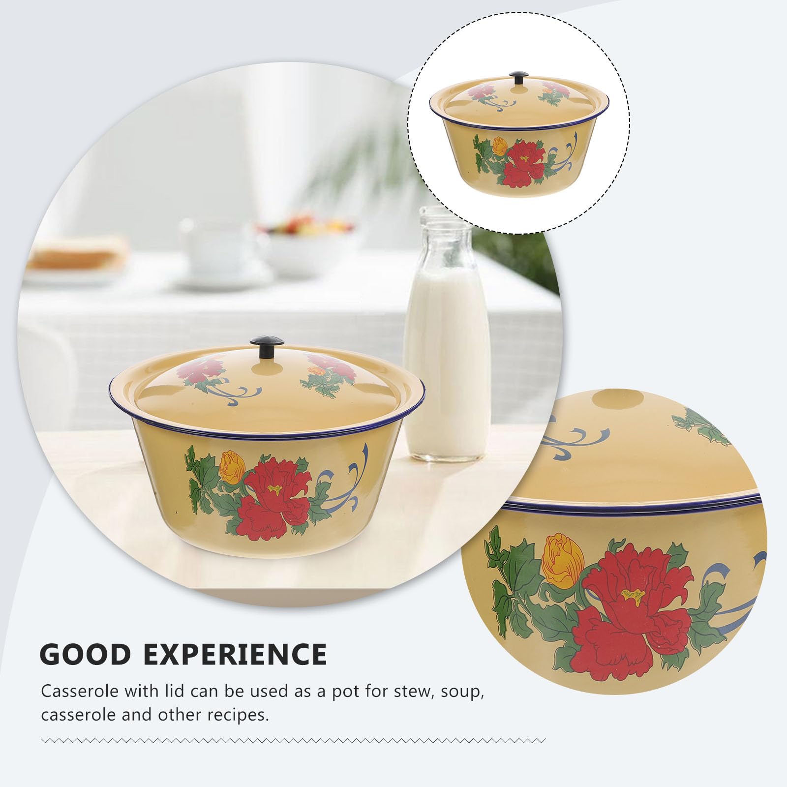 Abaodam Pentola per Stufati Smaltata Coperchio 26 Cm, Casseruola la Cottura di Alimenti e Brodo Domestico, Pentola Fondo Piatto per Riscaldamento Uniforme, Uso Cucina Stile Stili Multipli