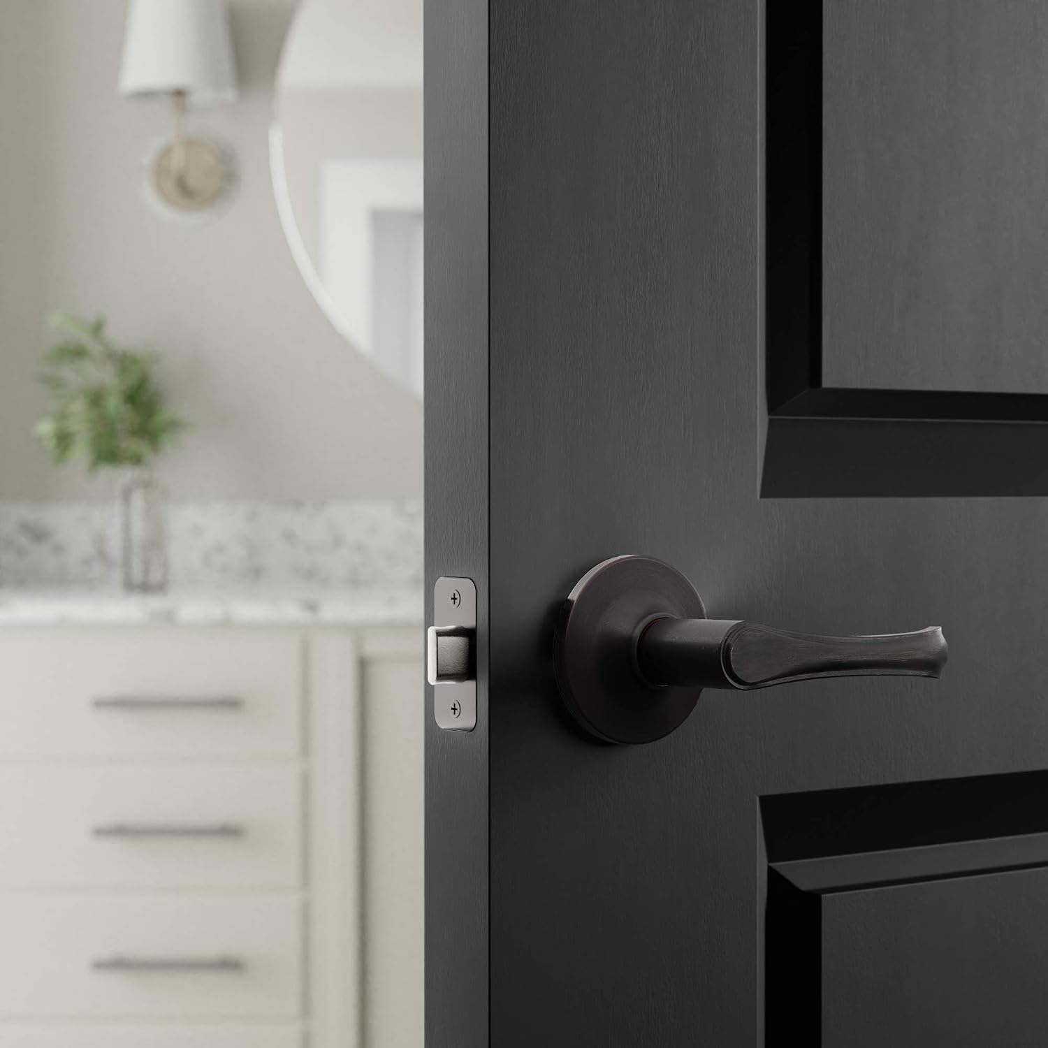 Amazon Basics December Door Lever, Passage, Oil Rubbed Bronze