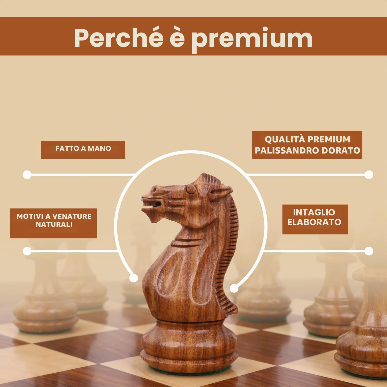 RoyalChessMall - Set di scacchi in legno pesato da 4,1" Pro Staunton - Solo pezzi di scacchi - Palissandro dorato - 4 regine