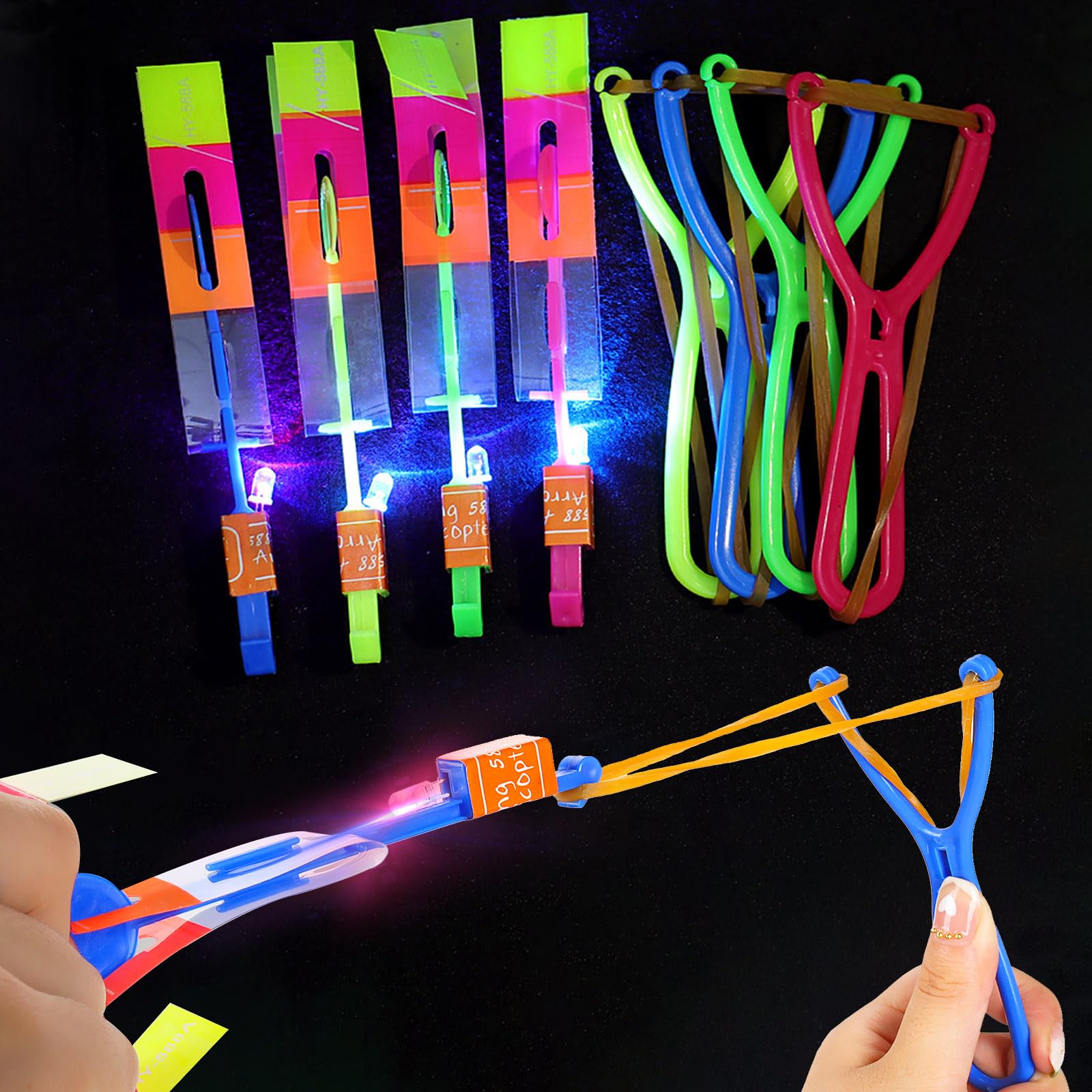 15 Hélicoptères LED Avec Fronde - Jouets Lumineux Pour Enfants - Cadeau Anniversaire