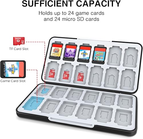 Miniatura 2 de HEIYING Switch Game Card Case for Nintendo Switch & OLED & Lite,Custom Pattern Memory Storage Holder with 24 Game Card Slots and 24 Micro SD Cards