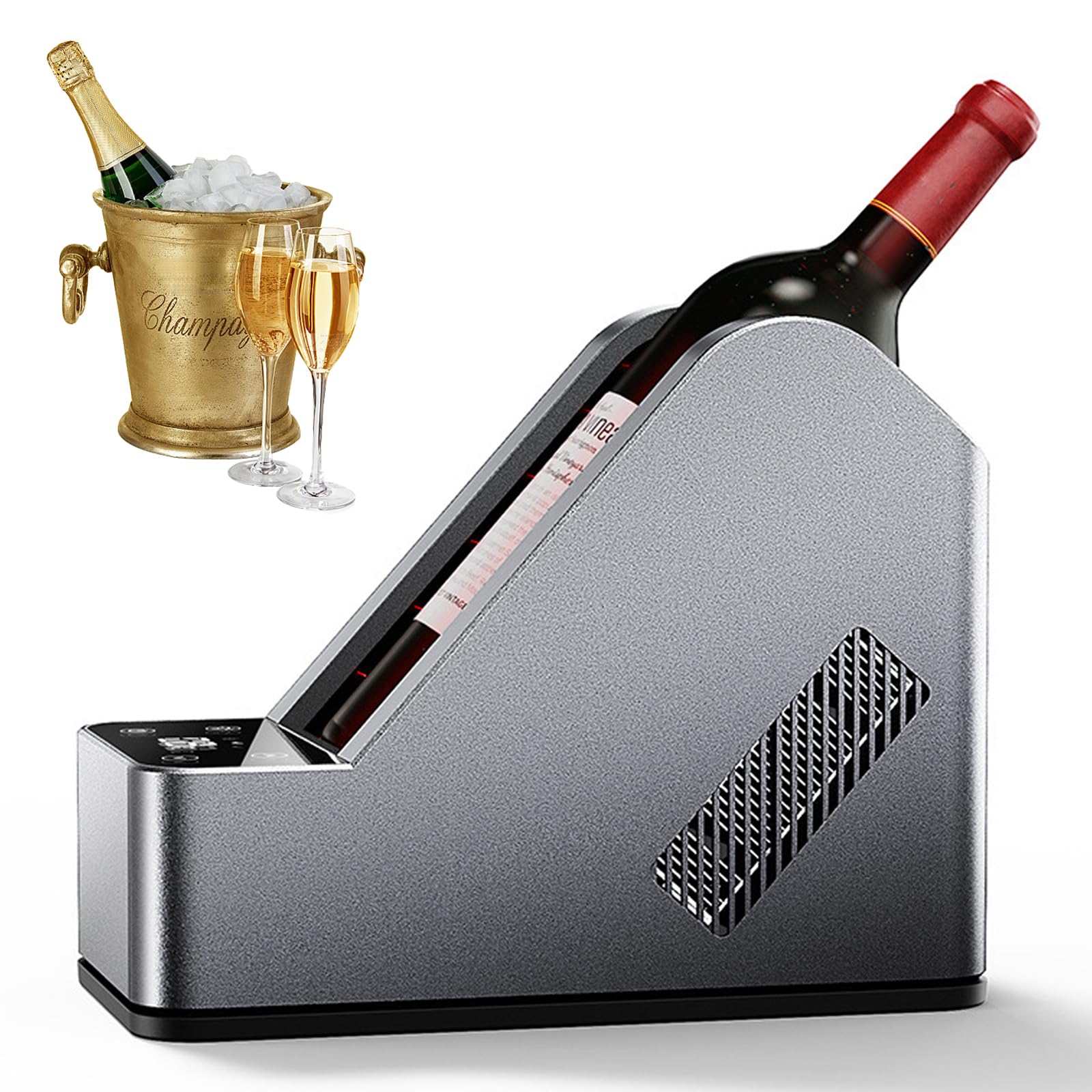 Refrigeratore di Bottiglie di Vino, Refrigeratore di Vino Elettrico da 750 Ml, Temperatura Regolabile 0-20 ℃, Diametro 96 Mm, Refrigeratore Senza Bottiglia A Bottiglia per Condividere Vino Fine con
