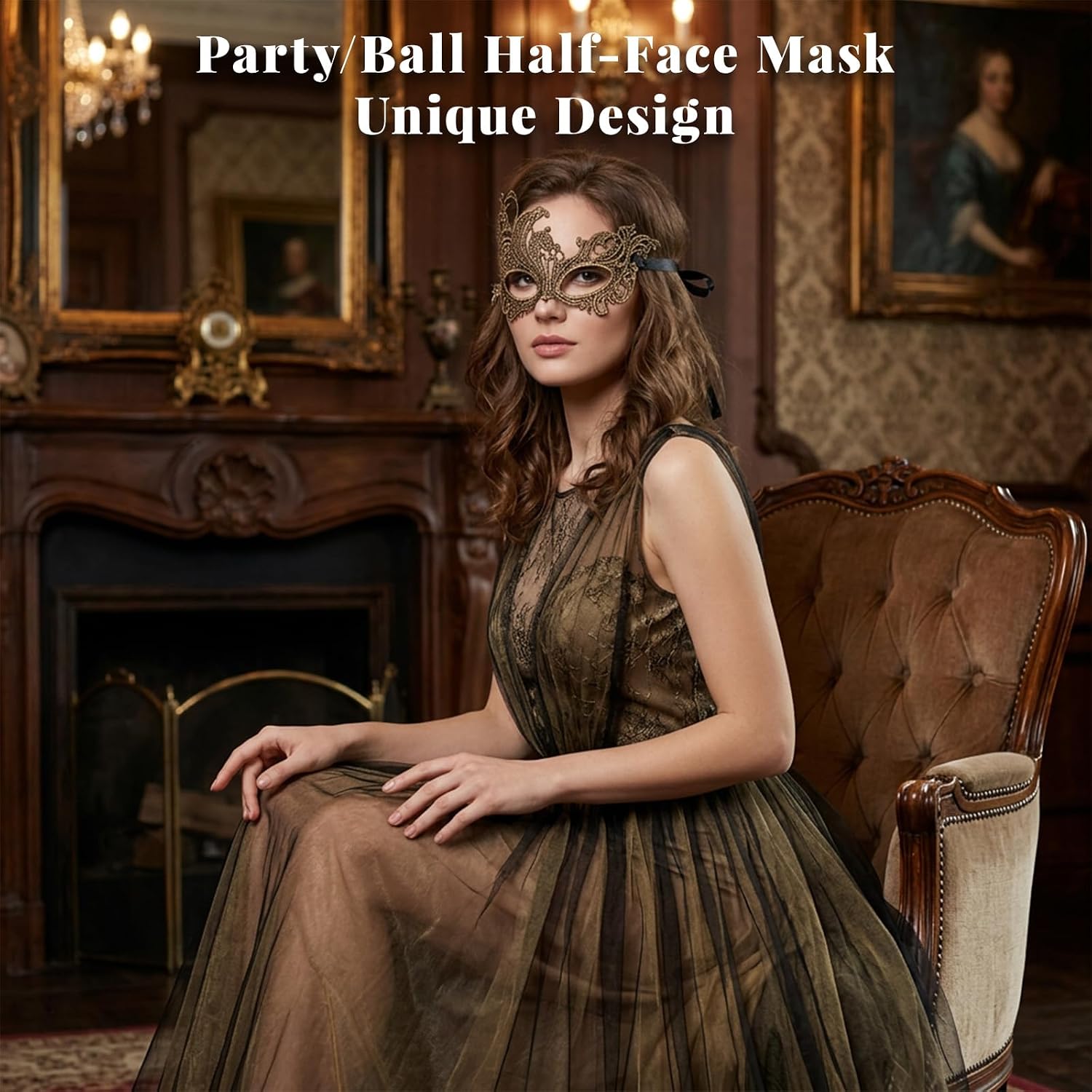 6pcs Halloween Masquerade Mask Set For Women,Lace Masks,Mardi Gras Mask