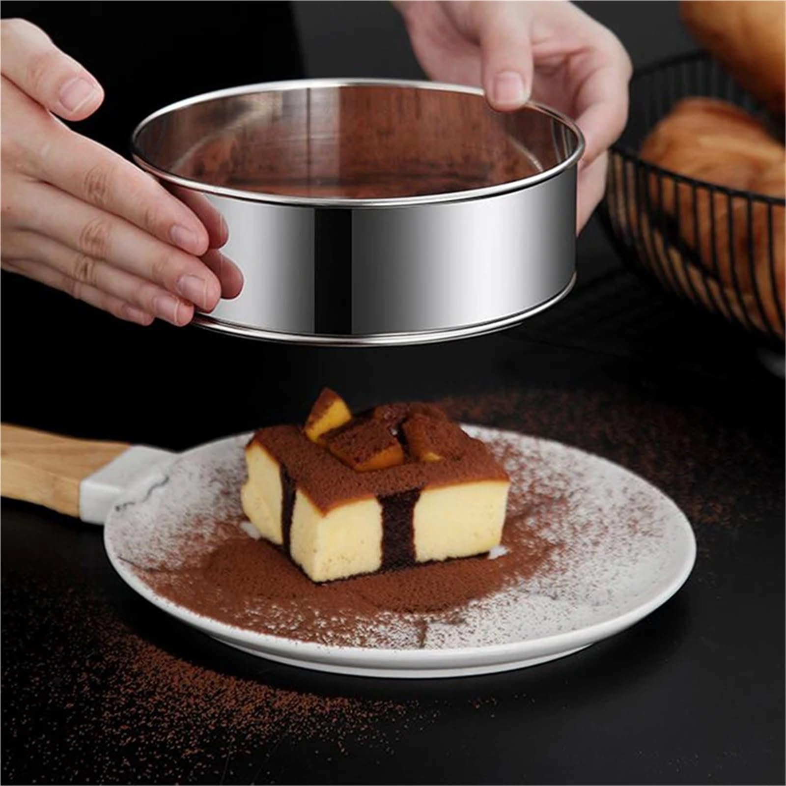 2 Pezzi da Cucina setaccio for Farina a Rete Ultrafine Rotondo Professionale for Zucchero in Acciaio Inossidabile colino for Dolci per Cucina(24CM)
