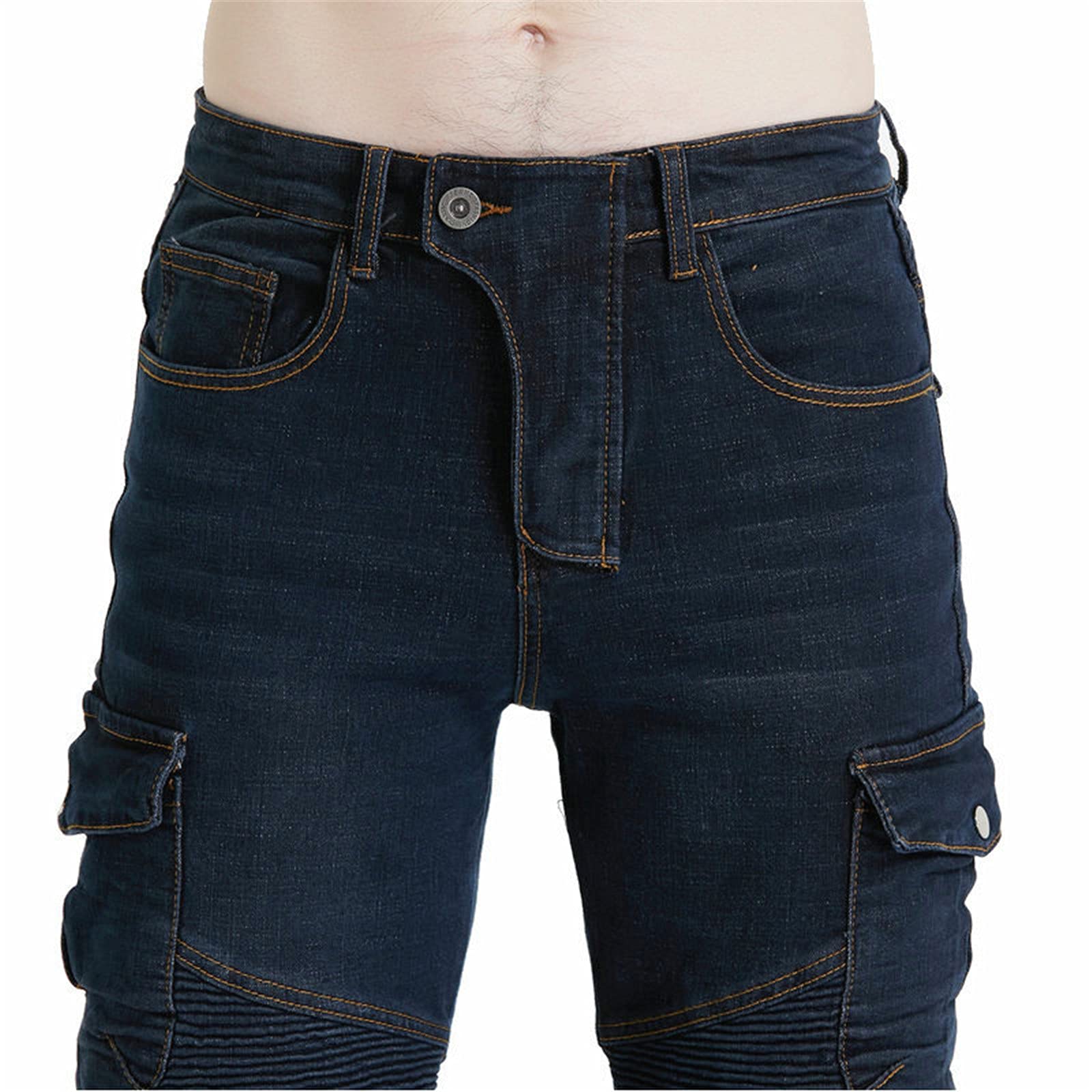Pantaloni da Moto da Uomo,Moto Biker Jeans Pantaloni Protezione Armature Motorcycle Pants da Ciclismo,Impermeabili Cargo Pantaloni da Corsa (Blu,XS)
