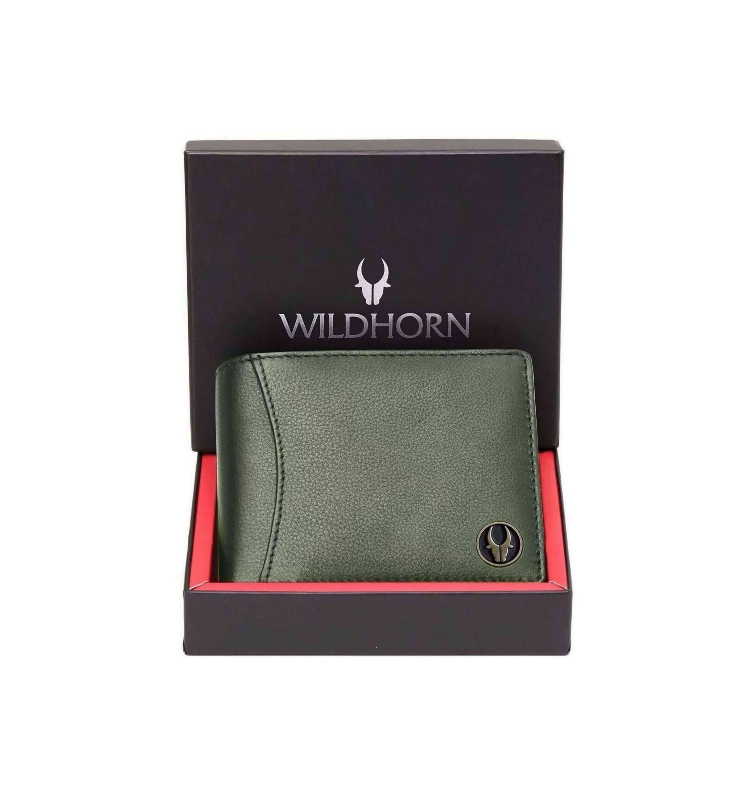 WildHorn RFID Protected Leather Wallet for Men,Green Print