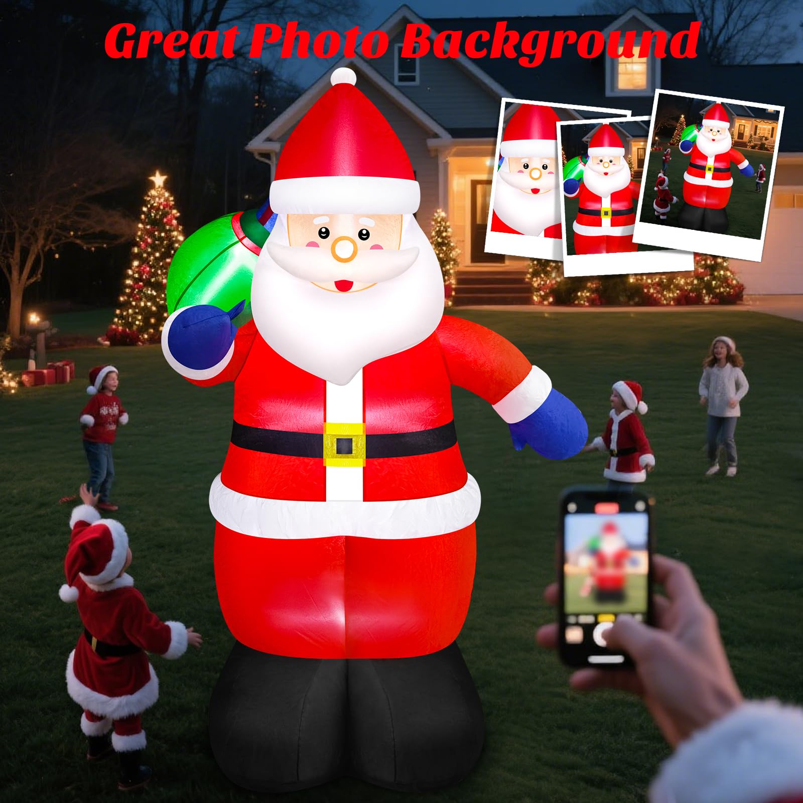 Danxilu Papá Noel inflable de 6 pies con bolsa de regalo, decoraciones inflables de Navidad al aire libre, luces LED integradas, Papá Noel para Navidad, exterior, jardín, patio, césped, vacaciones