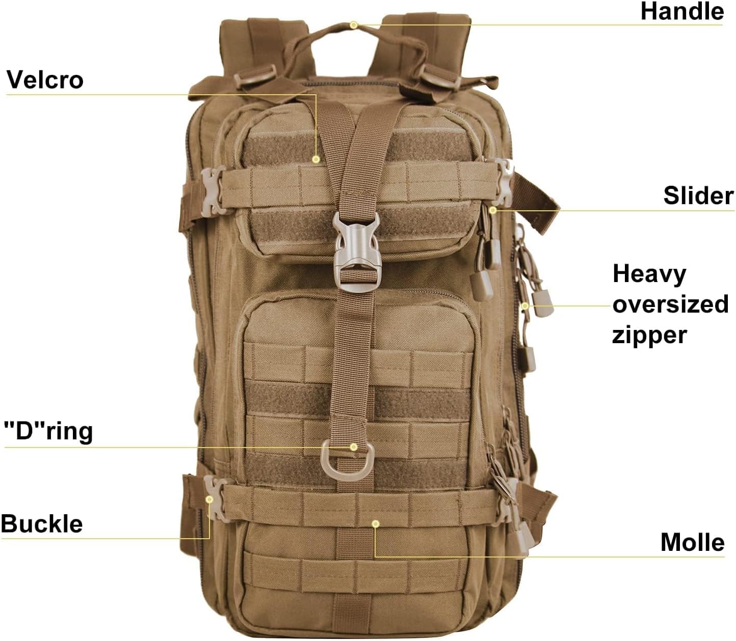 Small 30L Assault Backpack Military Tactical Backpack Tactical Bag for Outdoor Hiking Camping Travel (Coyote) - Image 3