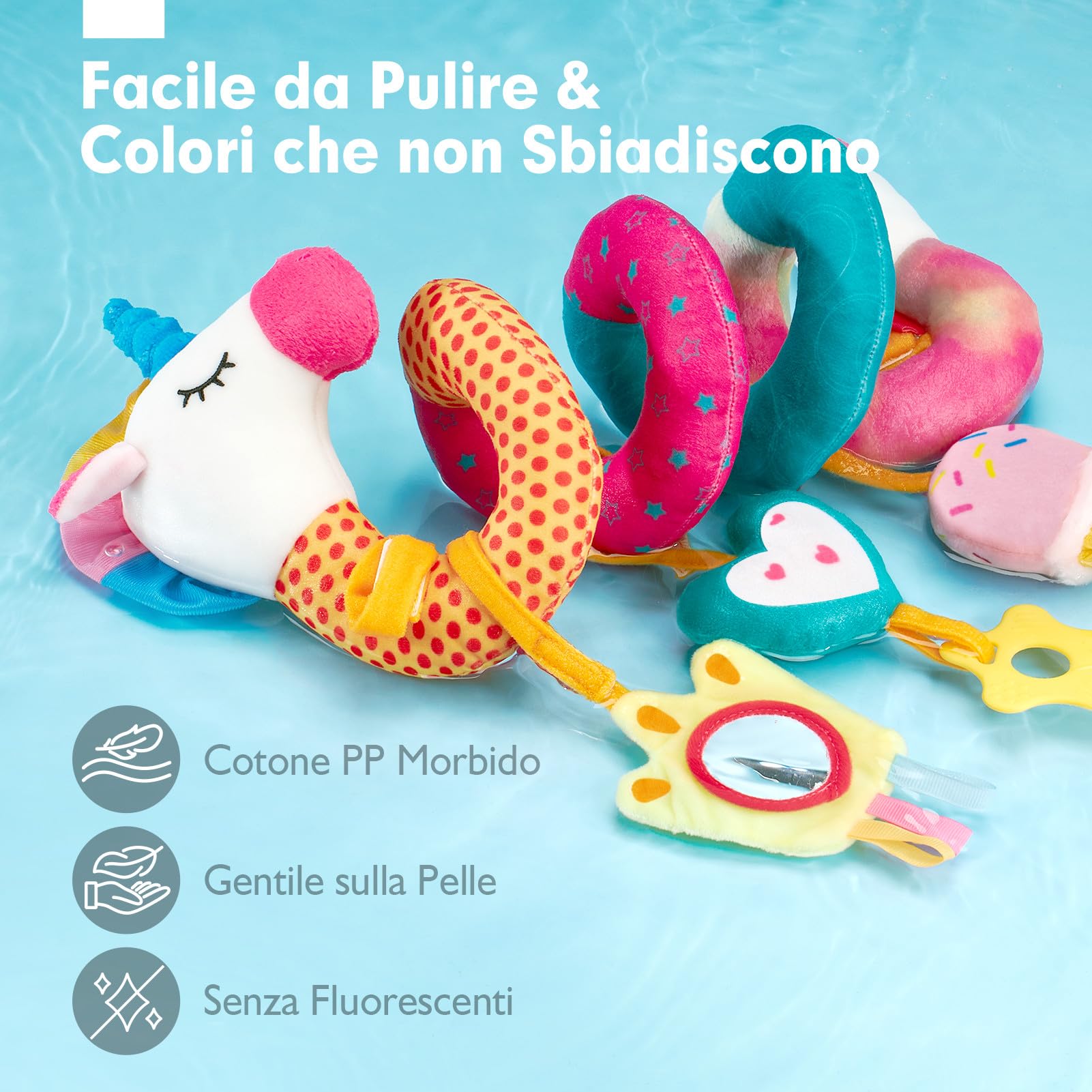 hahaland Giocattolo a Spirale Passeggino Neonati 0 3 6 Mesi, Regalo Neonata Femmina Giochi Passeggino a Sonaglio Appeso, Giocattolo della Peluche da Appendere