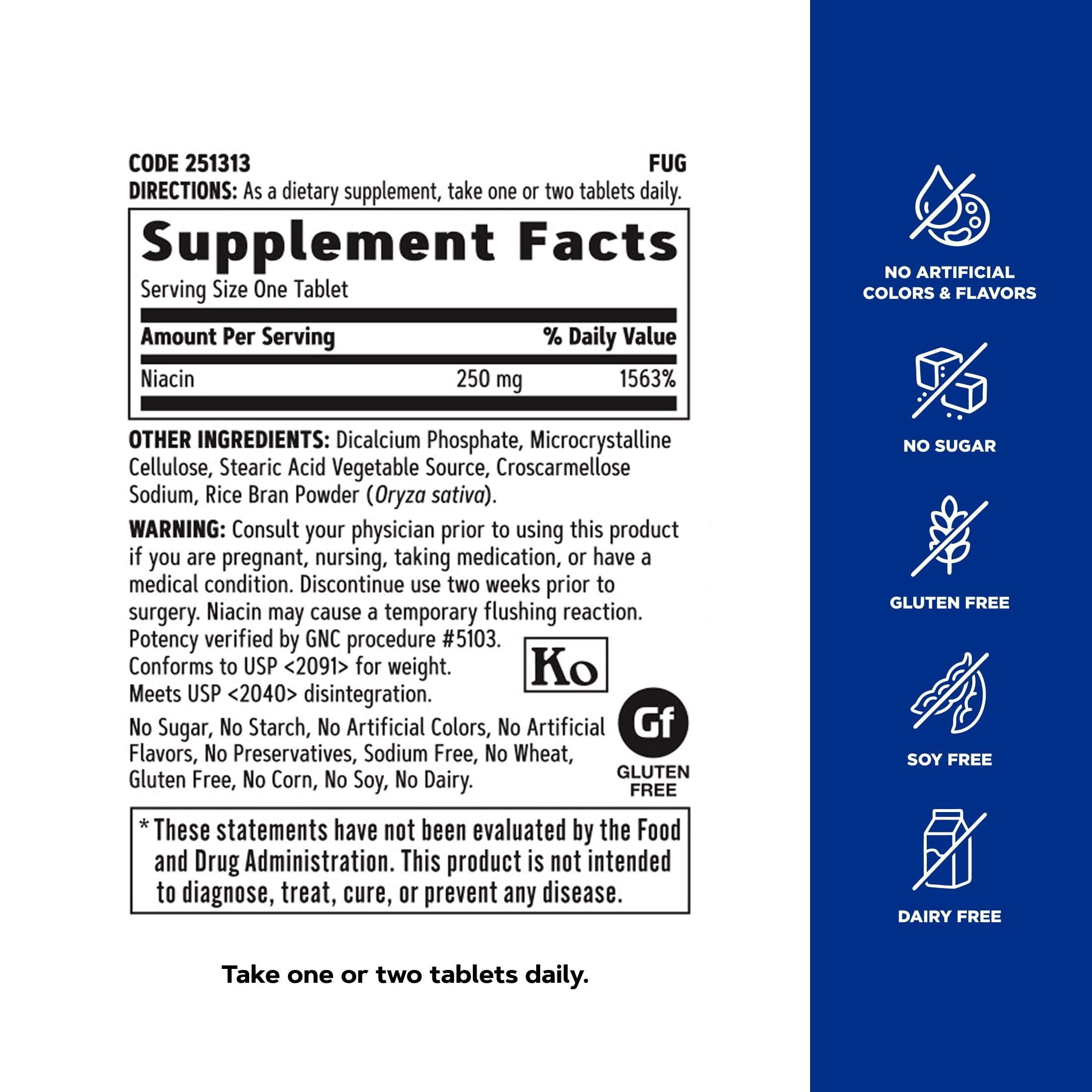 GNC Niacin 250mg, Supports Blood Vessel Health, 100 Vegetarian Tablets — Amazon image 5