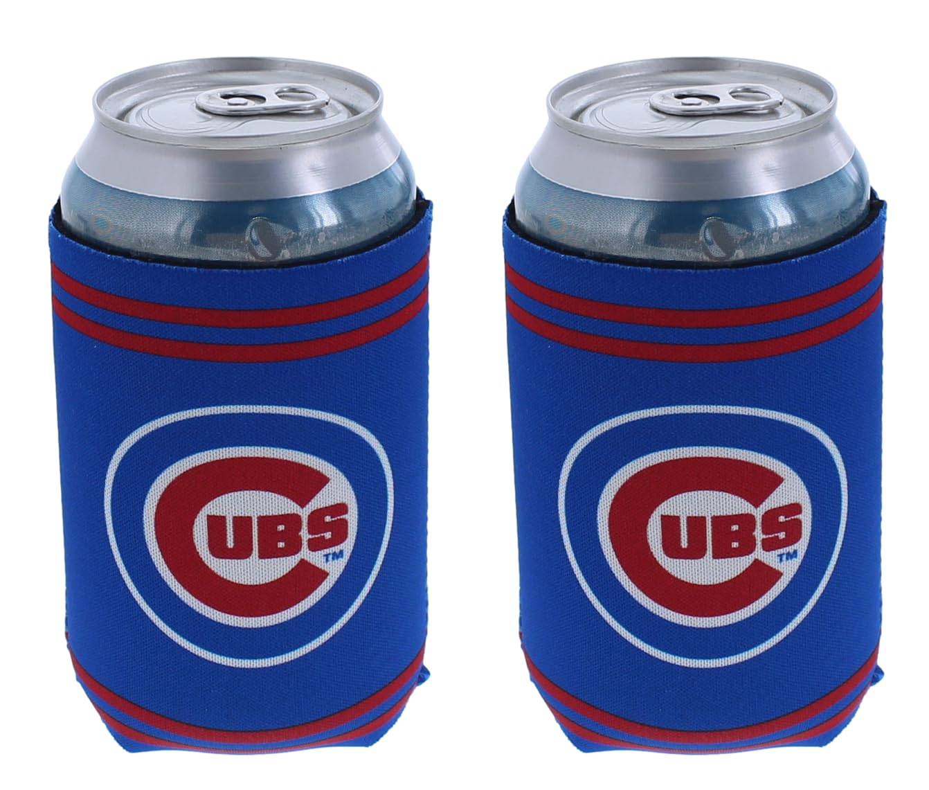 MLB Baseball Can & Bottle Holder Insulator Beverage Cooler (Chicago Logo Collapsible 2-Pack (Cubs))