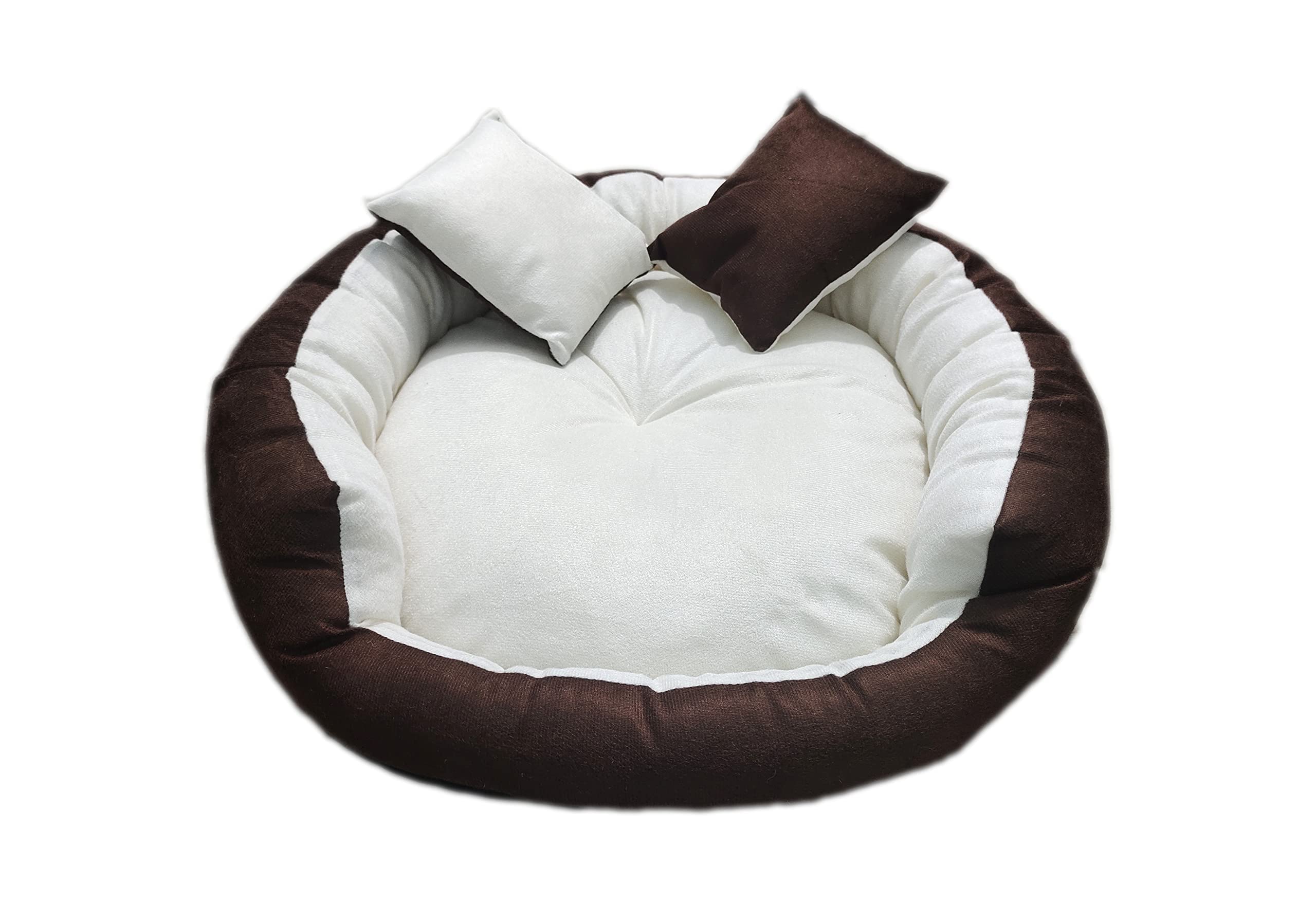 Pet Kart Dog/Cat Bed Ultra Soft Polly Fiber Reversible Round Shape Cream Brown Pet Bed-Large (B09B1VDMWX) Amazon Price History, Amazon Price Tracker