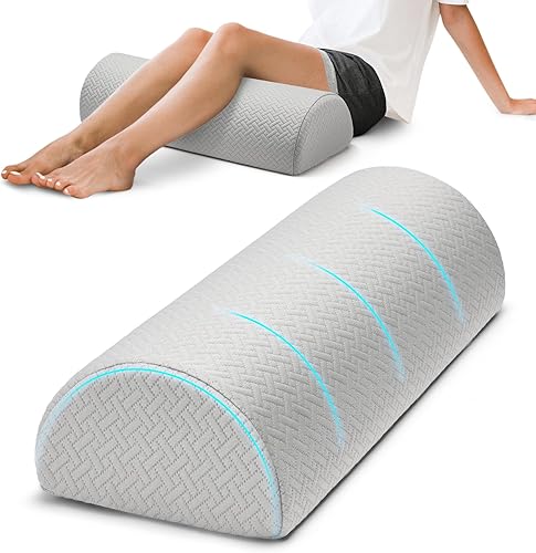 Almohada de rodilla para dormir de espalda, almohada de apoyo debajo de las piernas para dormir de espalda, almohada de media luna para la parte
