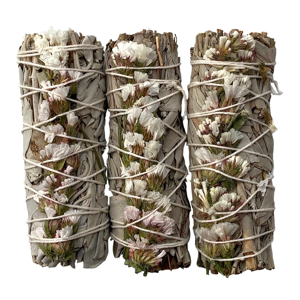 Smudge Stick, White Sage and White Sinuata 4", Pack of 3