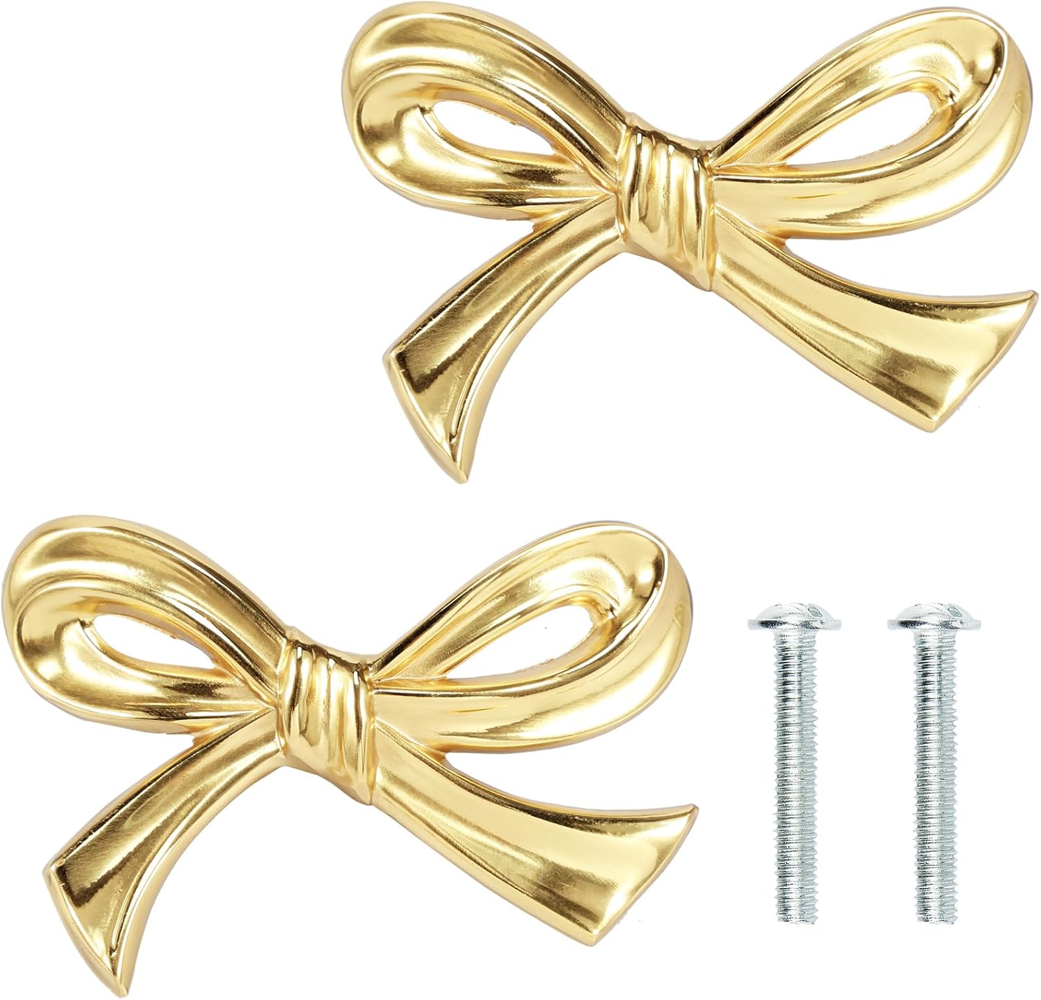 2 Pcs Gold Drawer Pulls Decorative Brass Bow Shape Cabinets Handle Vintage Dresser Knobs, Cabinet Hardware Cupboard Dresser Wardrobe and Drawer Pulls (2PCS)