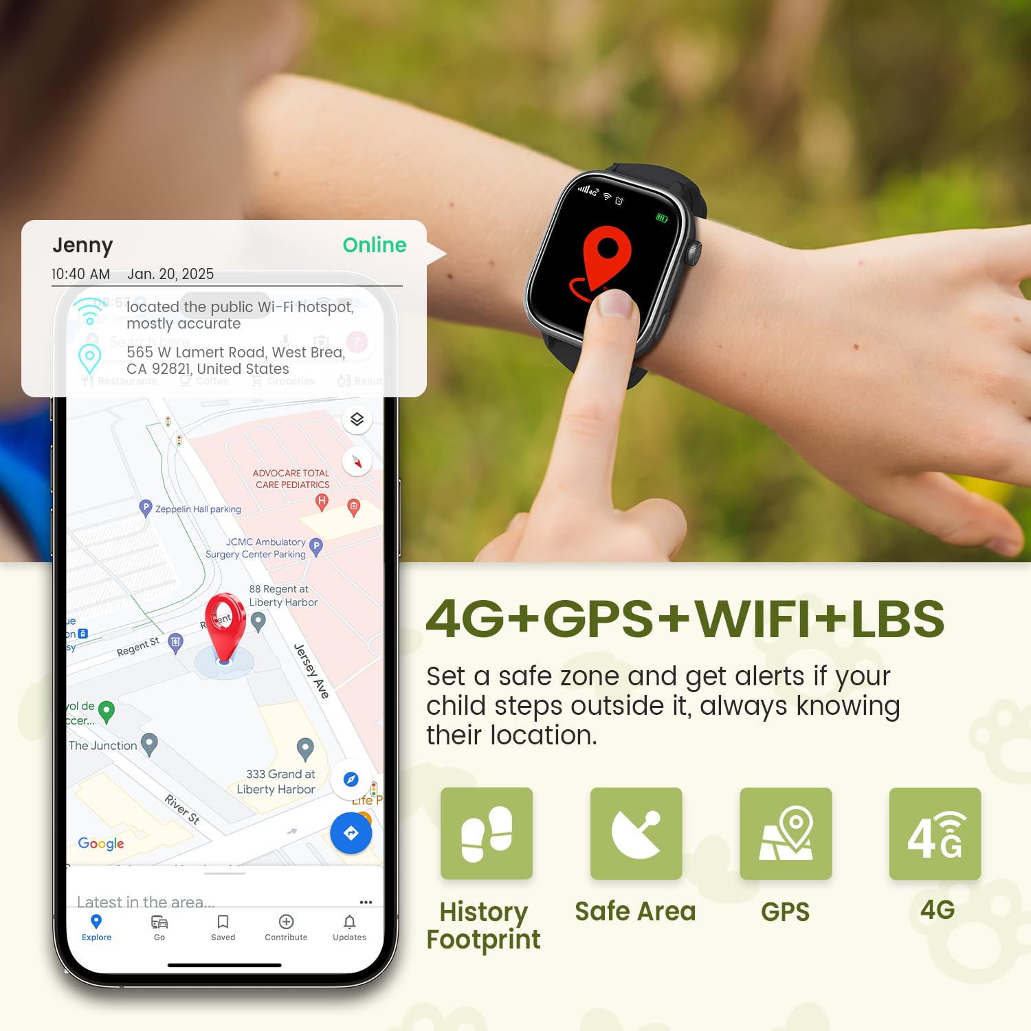 RUXINGX 4G Smartwatch Bambini, IP68 Impermeabile Smartwatch con GPS, SOS, Telefono, HD Videochiamata, Chat Vocale, modalità Lezione, Sveglia, Sonno, Orologio Bambini per Ragazze e Ragazzi, Nero